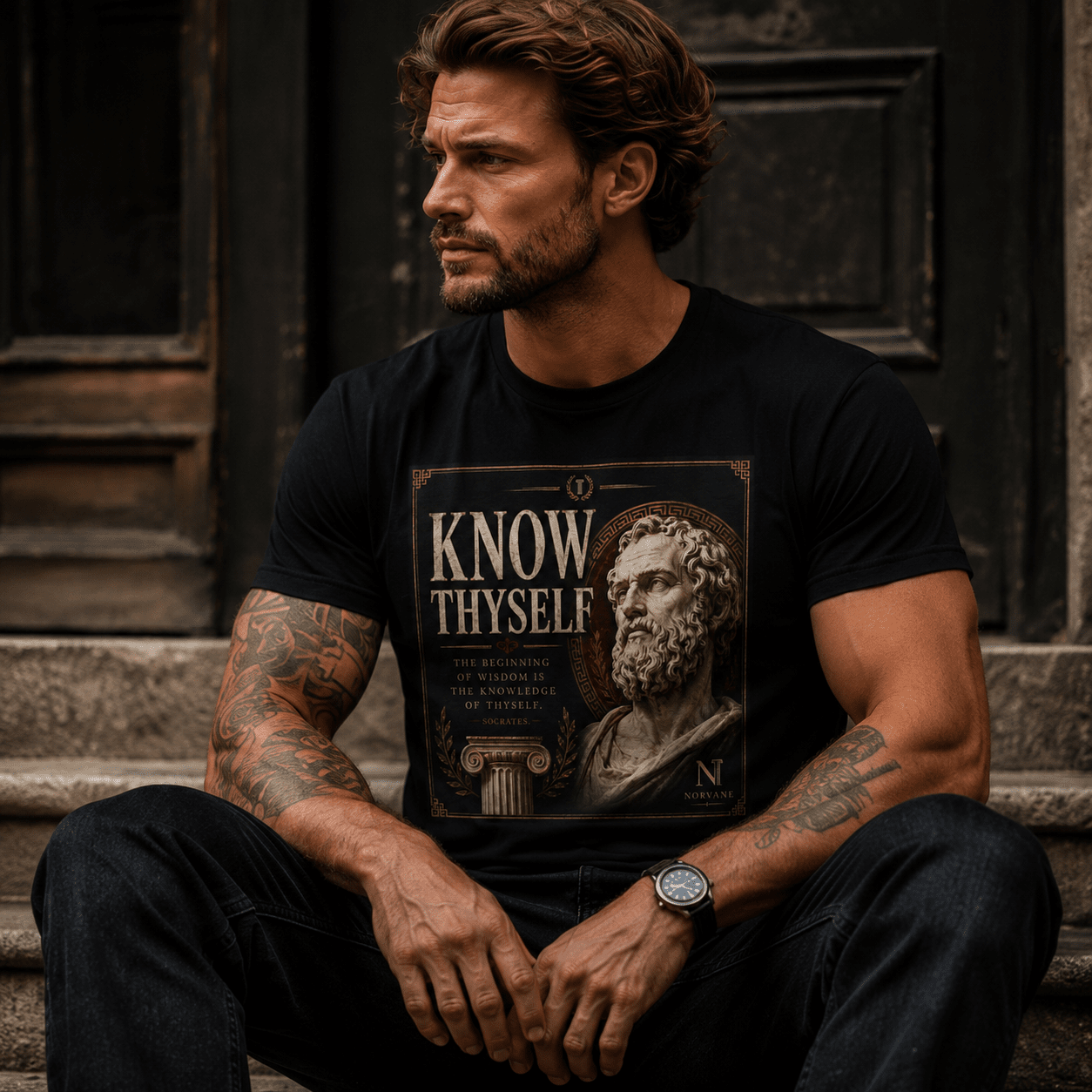 Norvane Know Thyself T-Shirt – Stoic Philosophy Graphic Tee – view 5