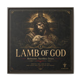 Norvane Lamb of God Framed Canvas – Redeemer Sacrifice Grace Wall Art in Espresso
