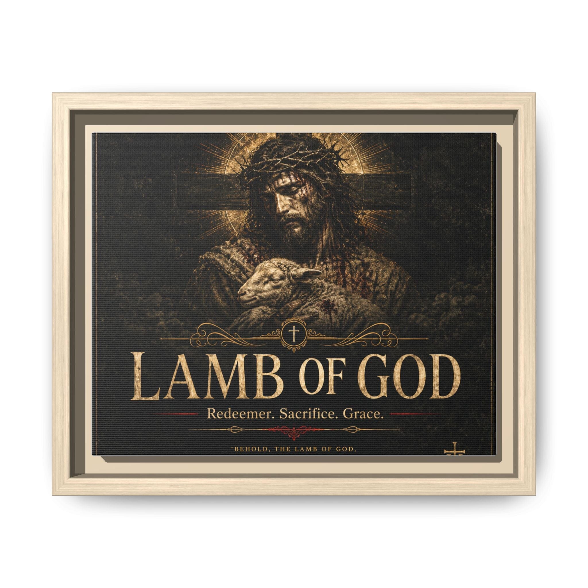 Norvane Lamb of God Framed Canvas – Redeemer Sacrifice Grace Wall Art in Natural – view 29