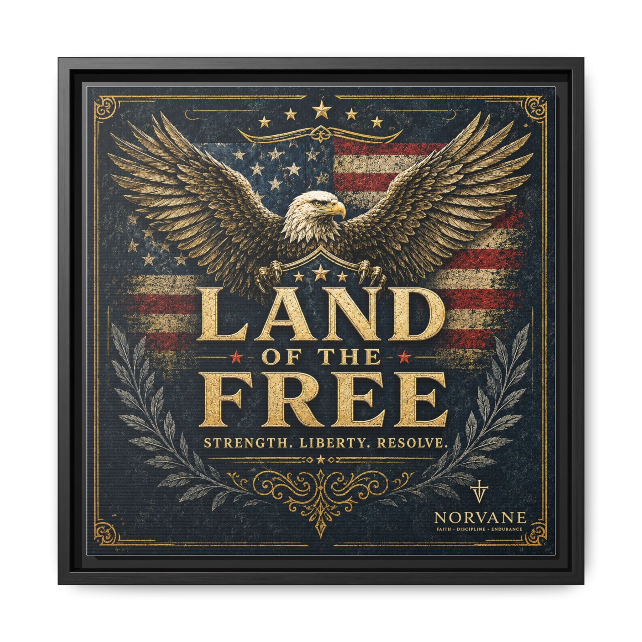 Norvane Land of the Free Framed Canvas – Patriotic Eagle Wall Art in Black – view 16