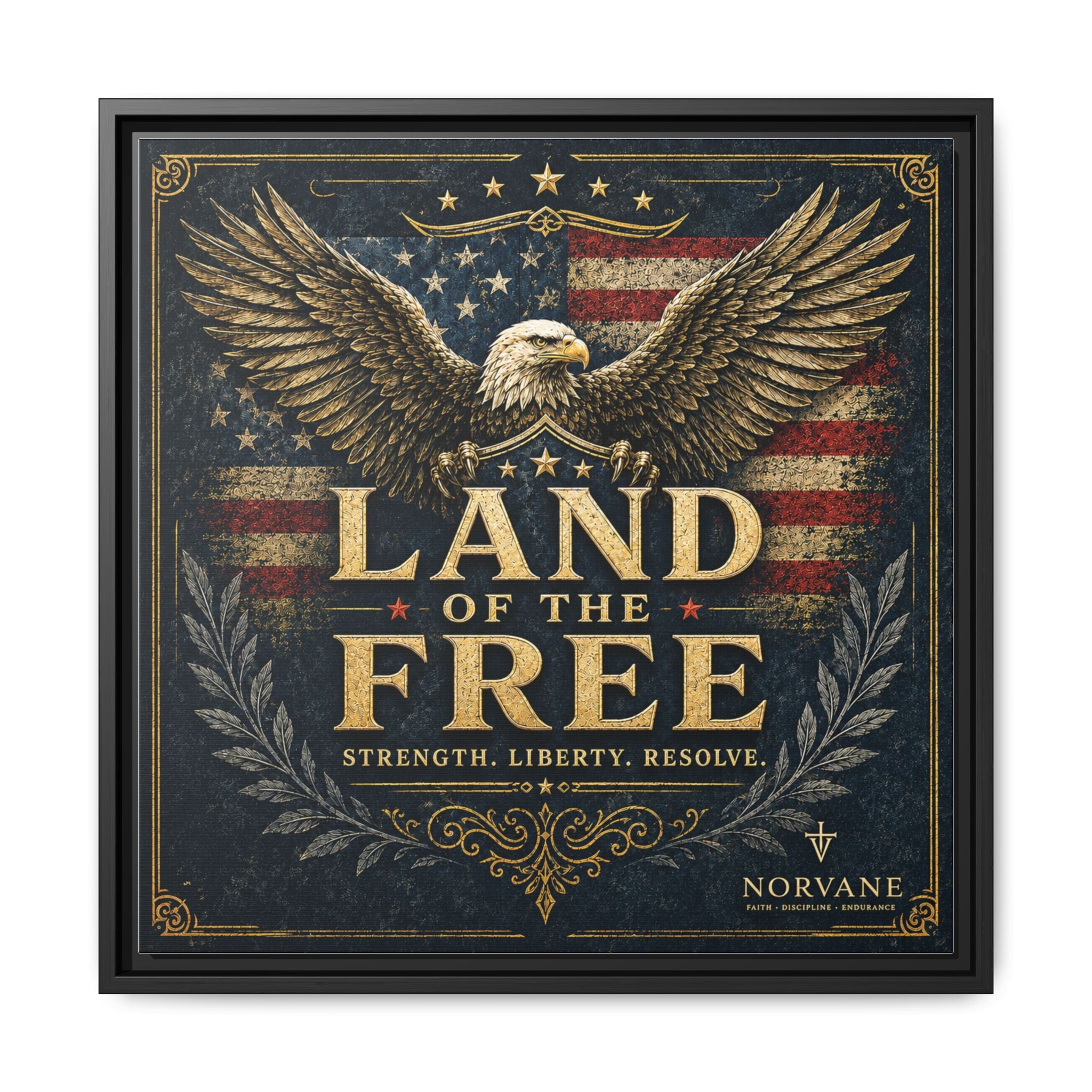 Norvane Land of the Free Framed Canvas – Patriotic Eagle Wall Art in Black – view 21