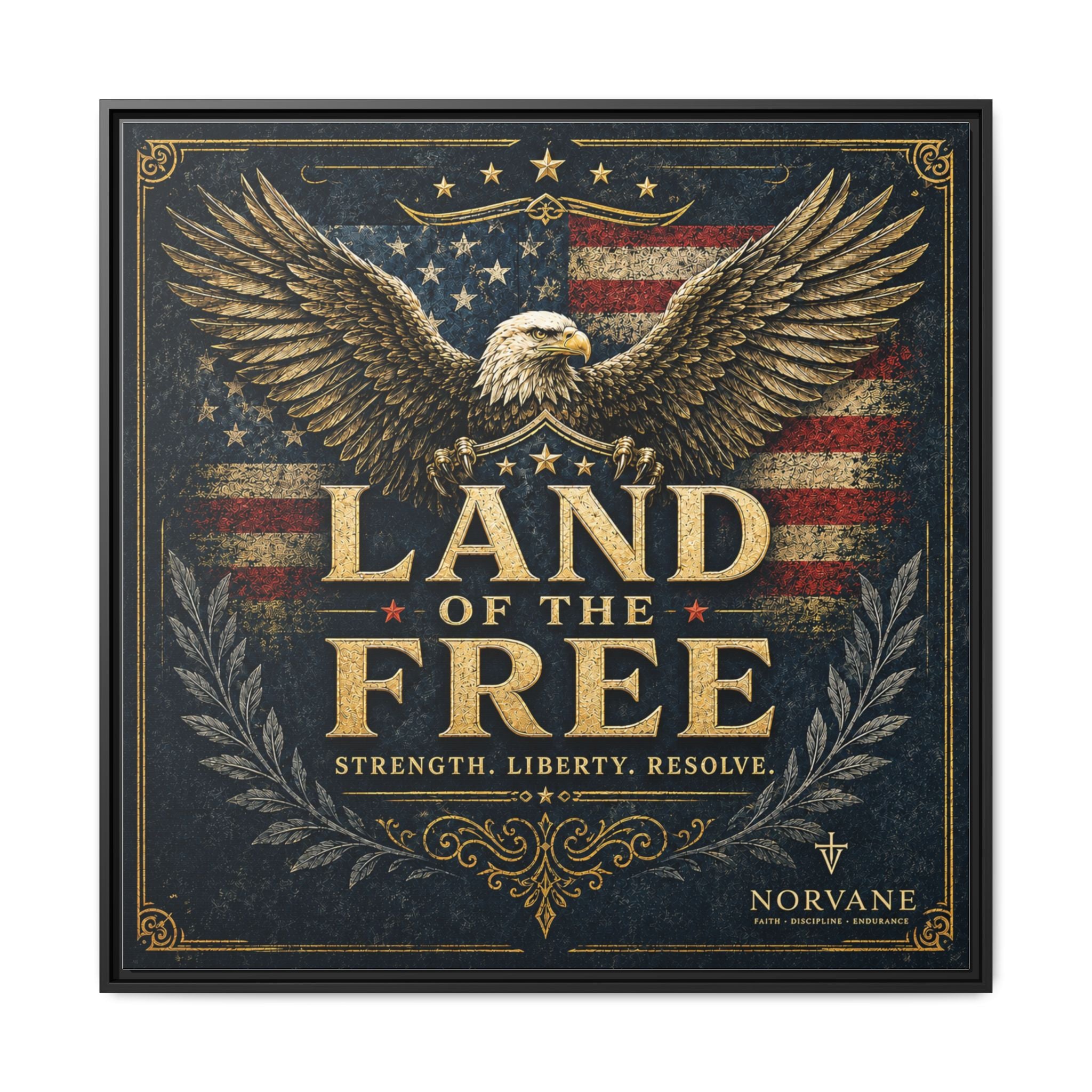 Norvane Land of the Free Framed Canvas – Patriotic Eagle Wall Art in Black – view 26