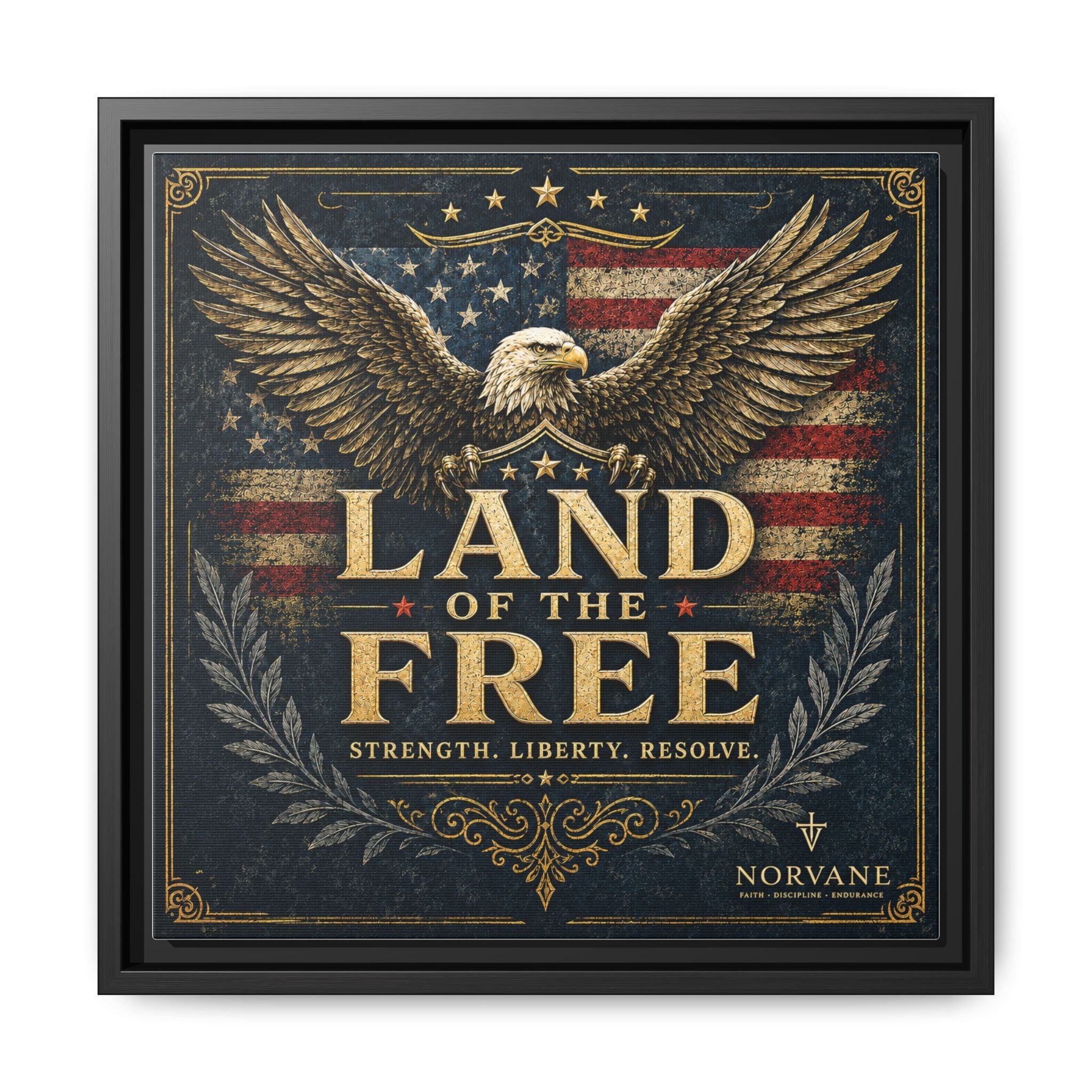 Norvane Land of the Free Framed Canvas – Patriotic Eagle Wall Art in Black – view 29