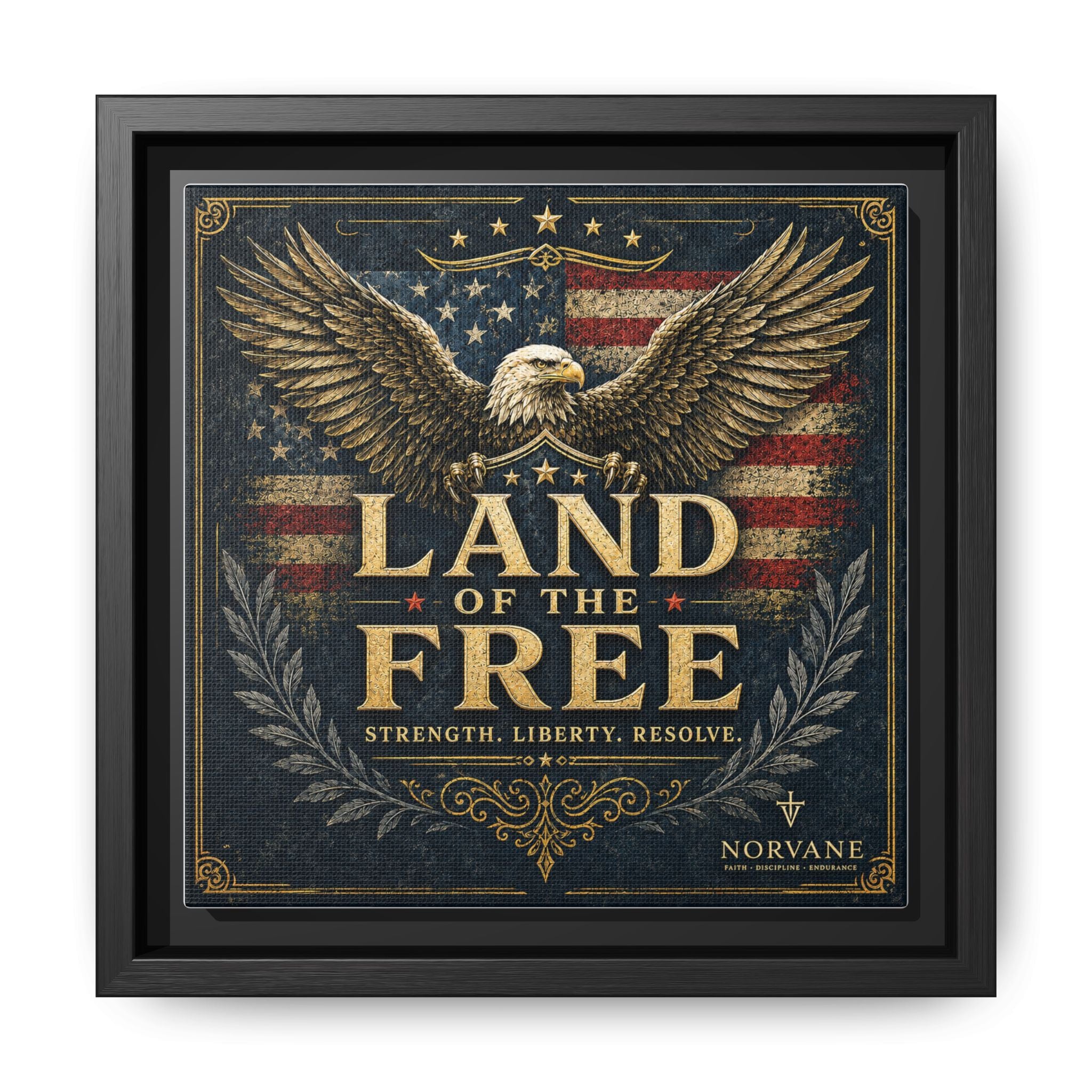 Norvane Land of the Free Framed Canvas – Patriotic Eagle Wall Art in Black – view 6