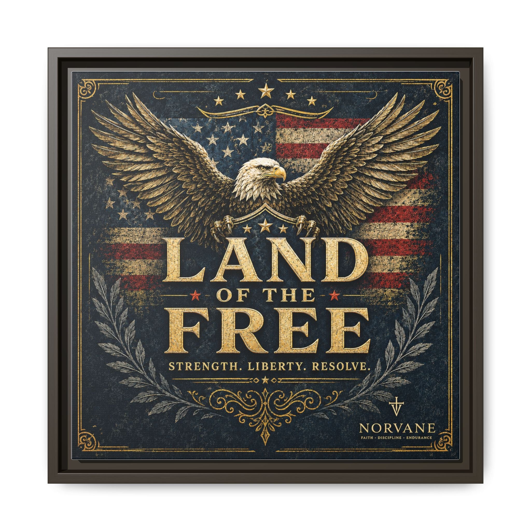 Norvane Land of the Free Framed Canvas – Patriotic Eagle Wall Art in Espresso – view 14