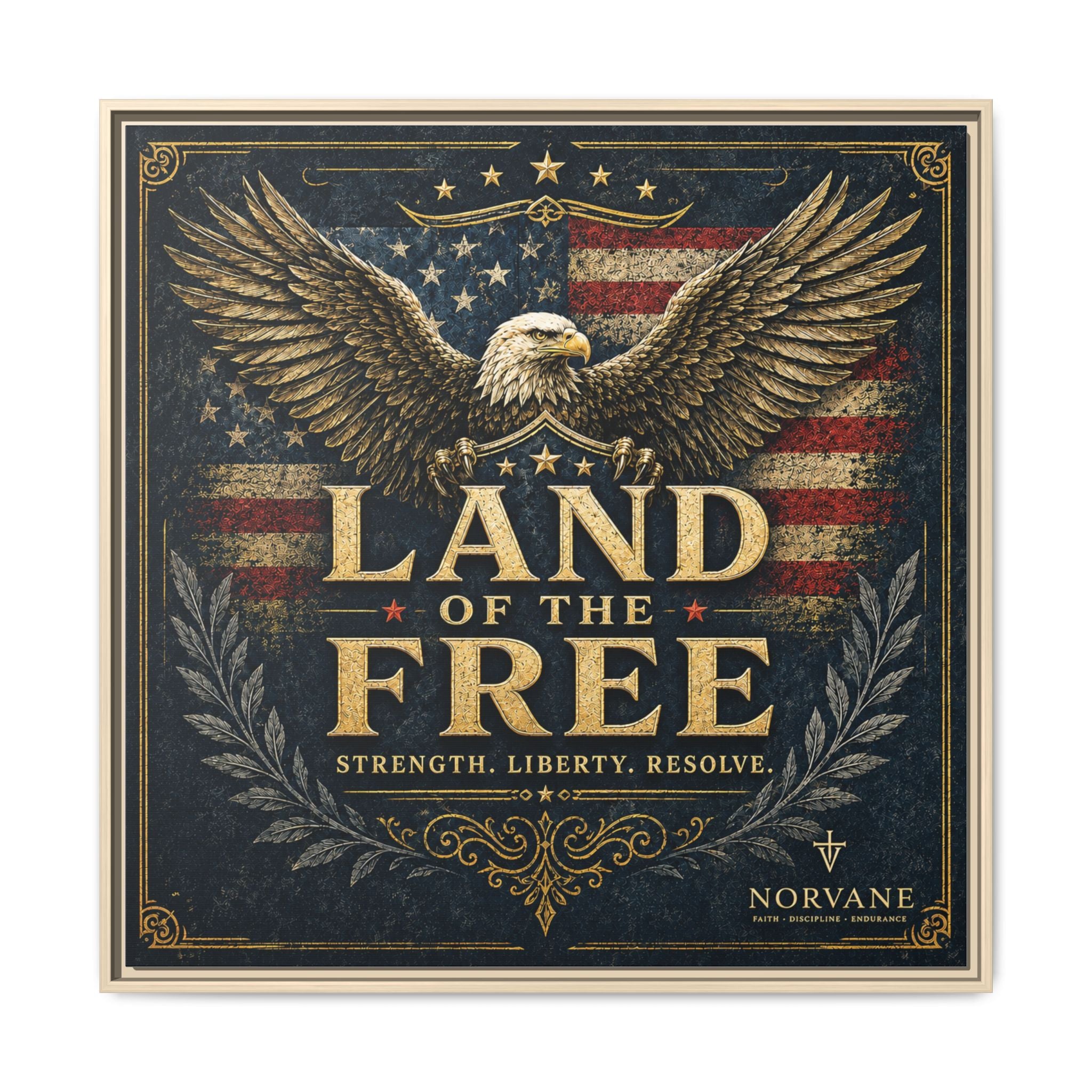 Norvane Land of the Free Framed Canvas – Patriotic Eagle Wall Art in Natural – view 10