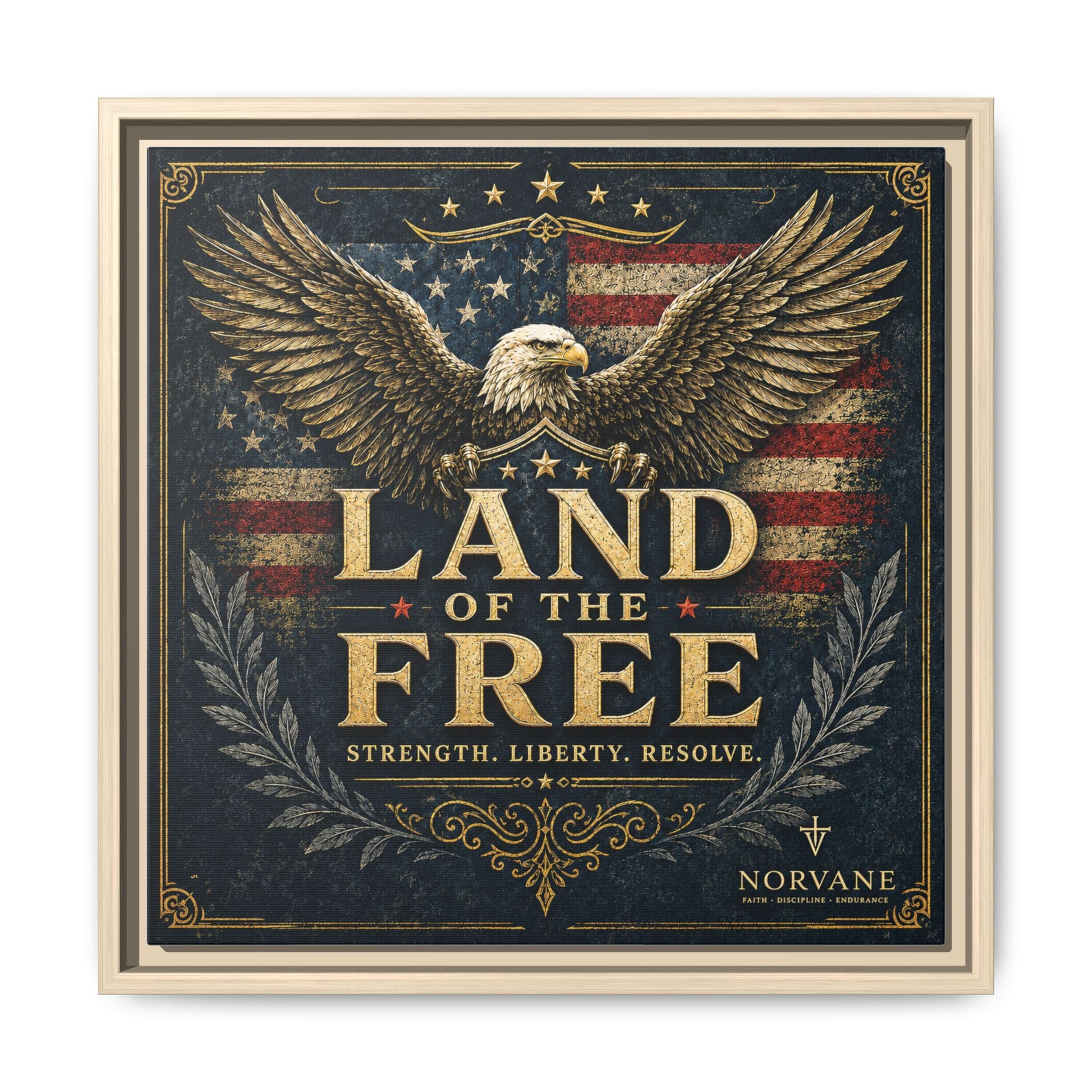 Norvane Land of the Free Framed Canvas – Patriotic Eagle Wall Art in Natural – view 13