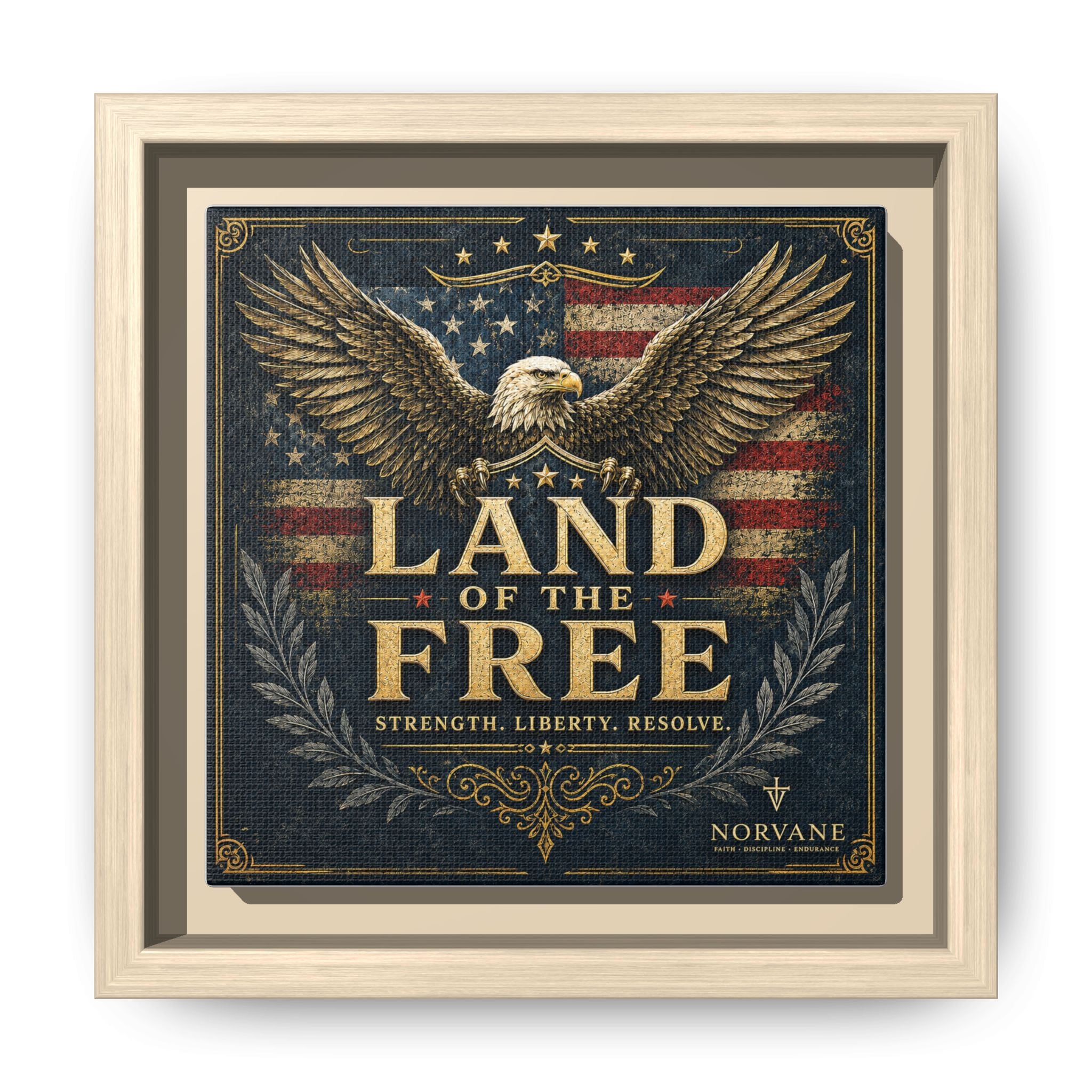 Norvane Land of the Free Framed Canvas – Patriotic Eagle Wall Art in Natural – view 20