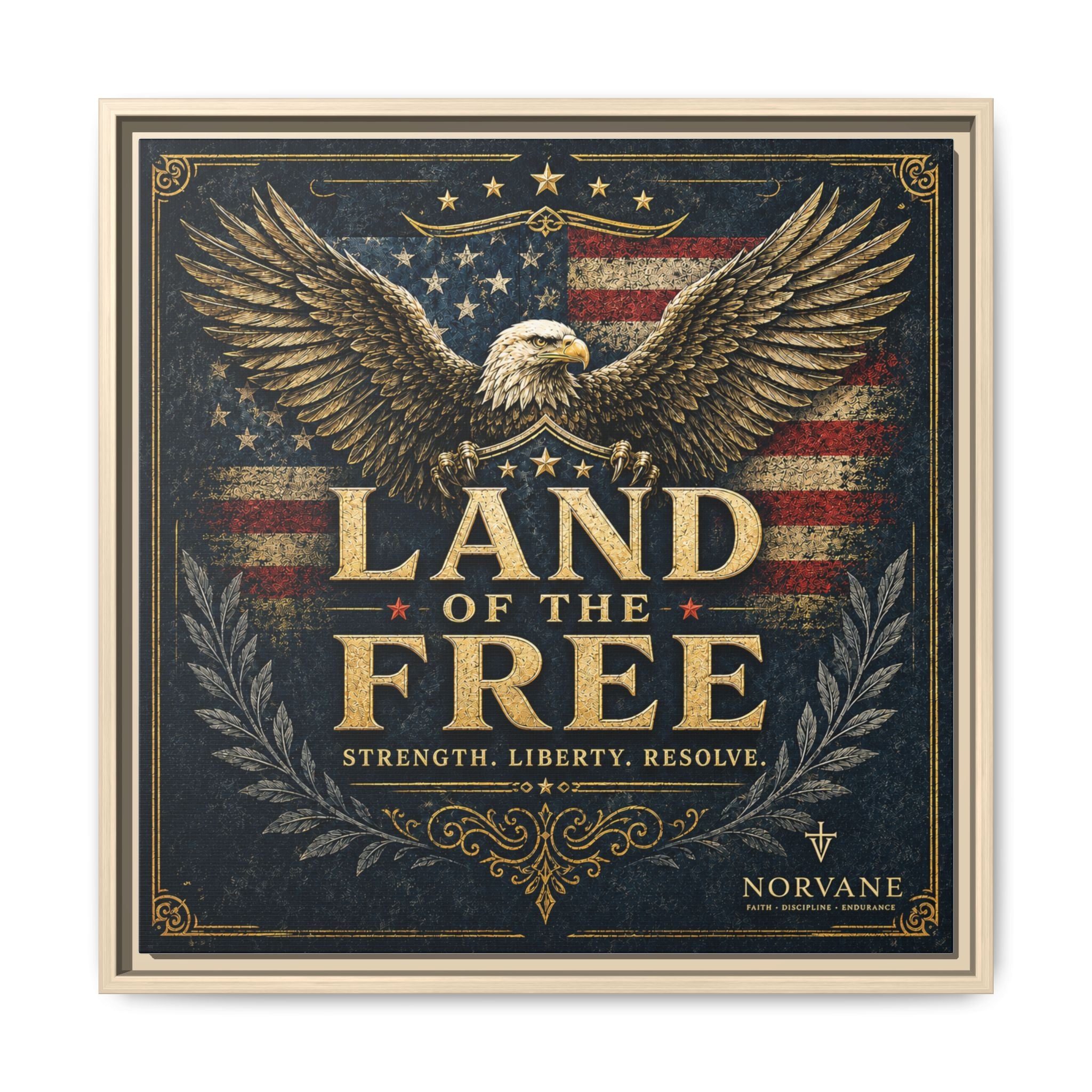 Norvane Land of the Free Framed Canvas – Patriotic Eagle Wall Art in Natural – view 23