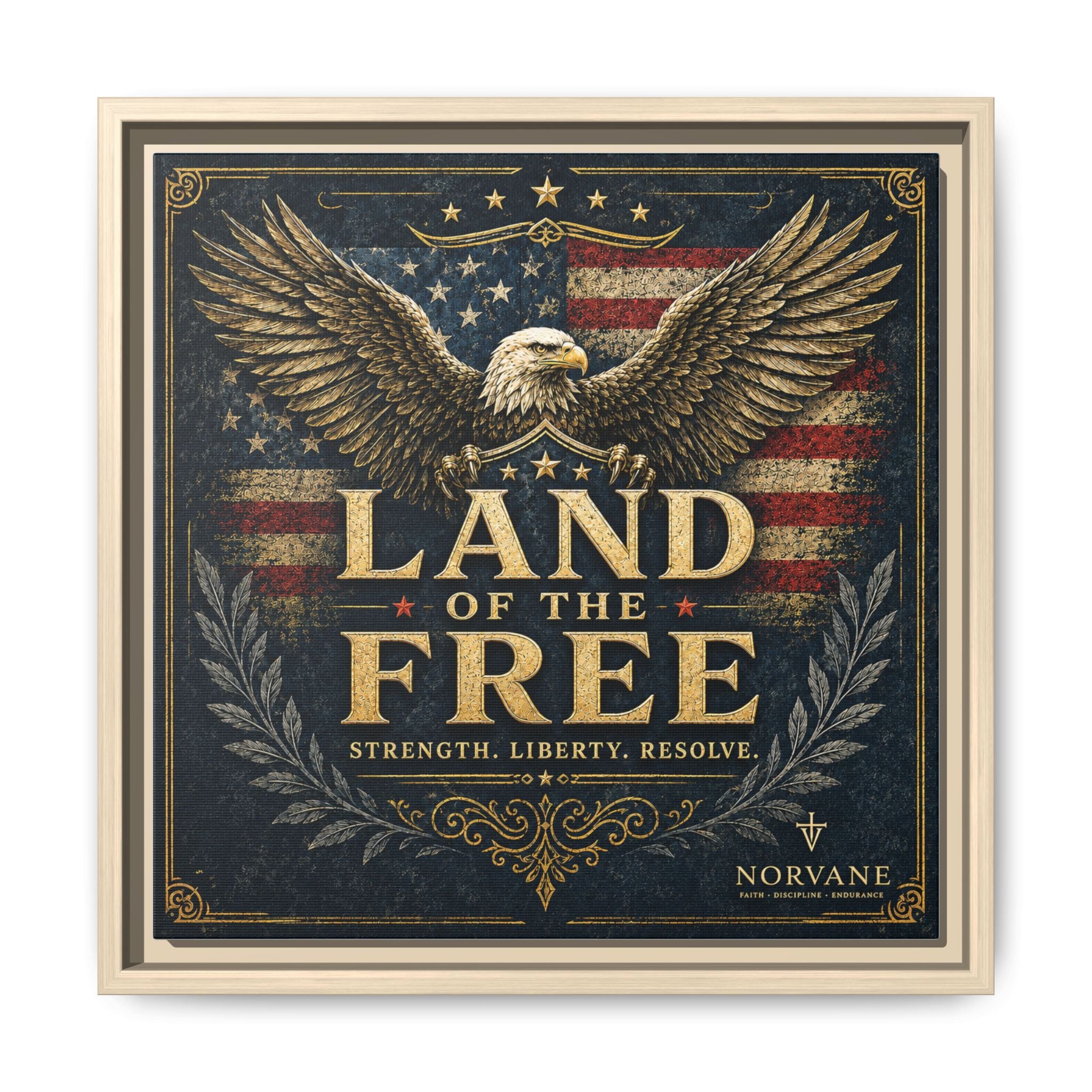 Norvane Land of the Free Framed Canvas – Patriotic Eagle Wall Art in Natural – view 30