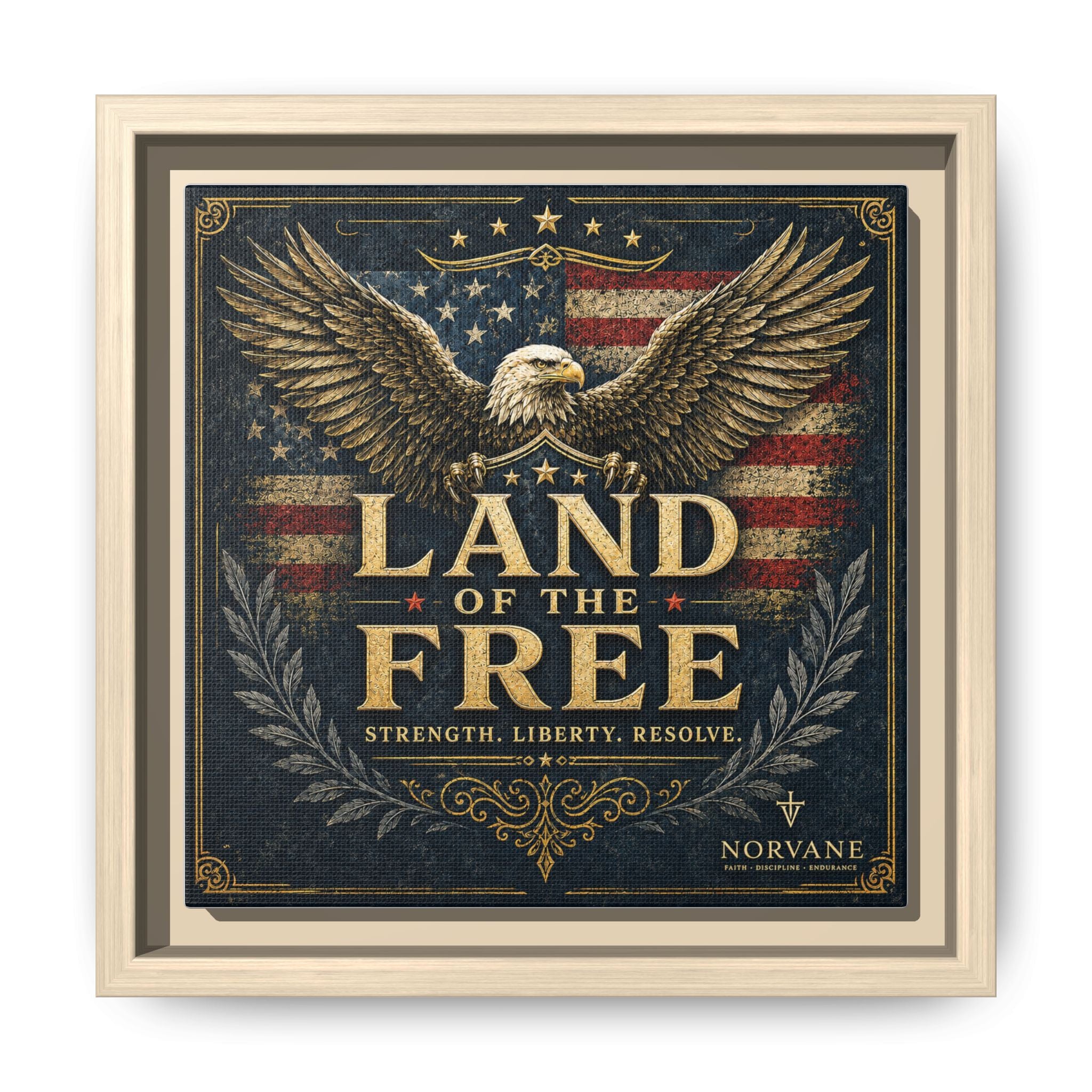 Norvane Land of the Free Framed Canvas – Patriotic Eagle Wall Art in Natural – view 8