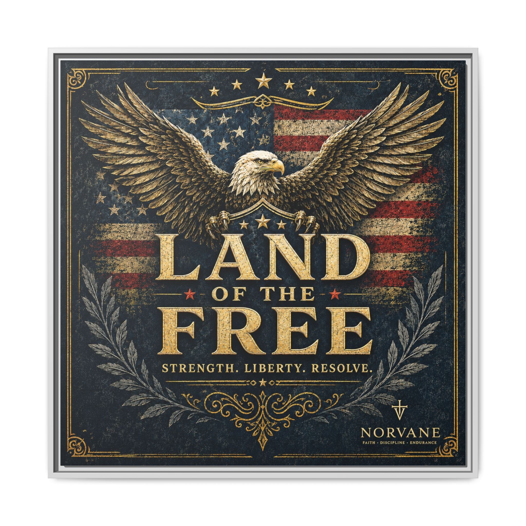 Norvane Land of the Free Framed Canvas – Patriotic Eagle Wall Art in White – view 12