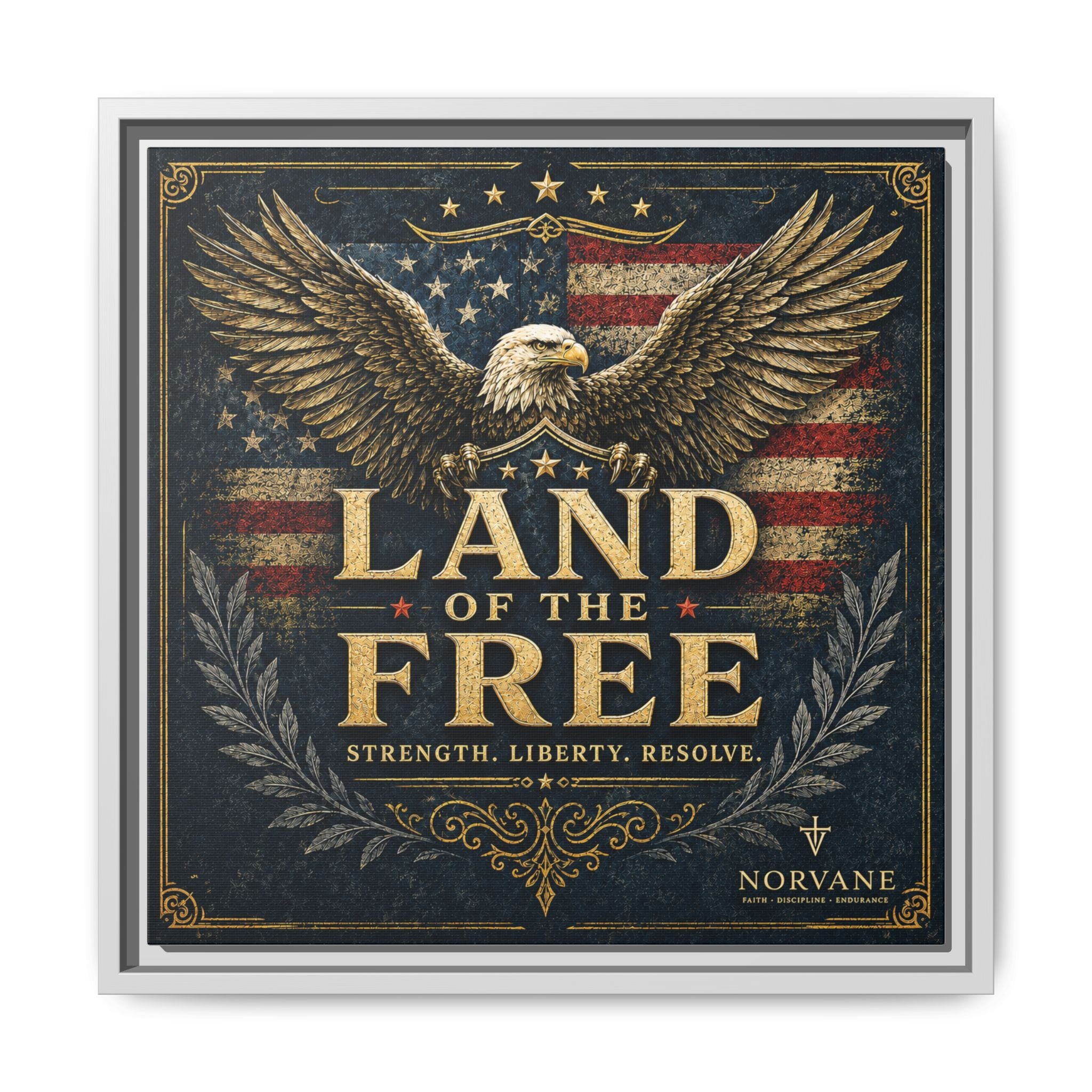 Norvane Land of the Free Framed Canvas – Patriotic Eagle Wall Art in White – view 15