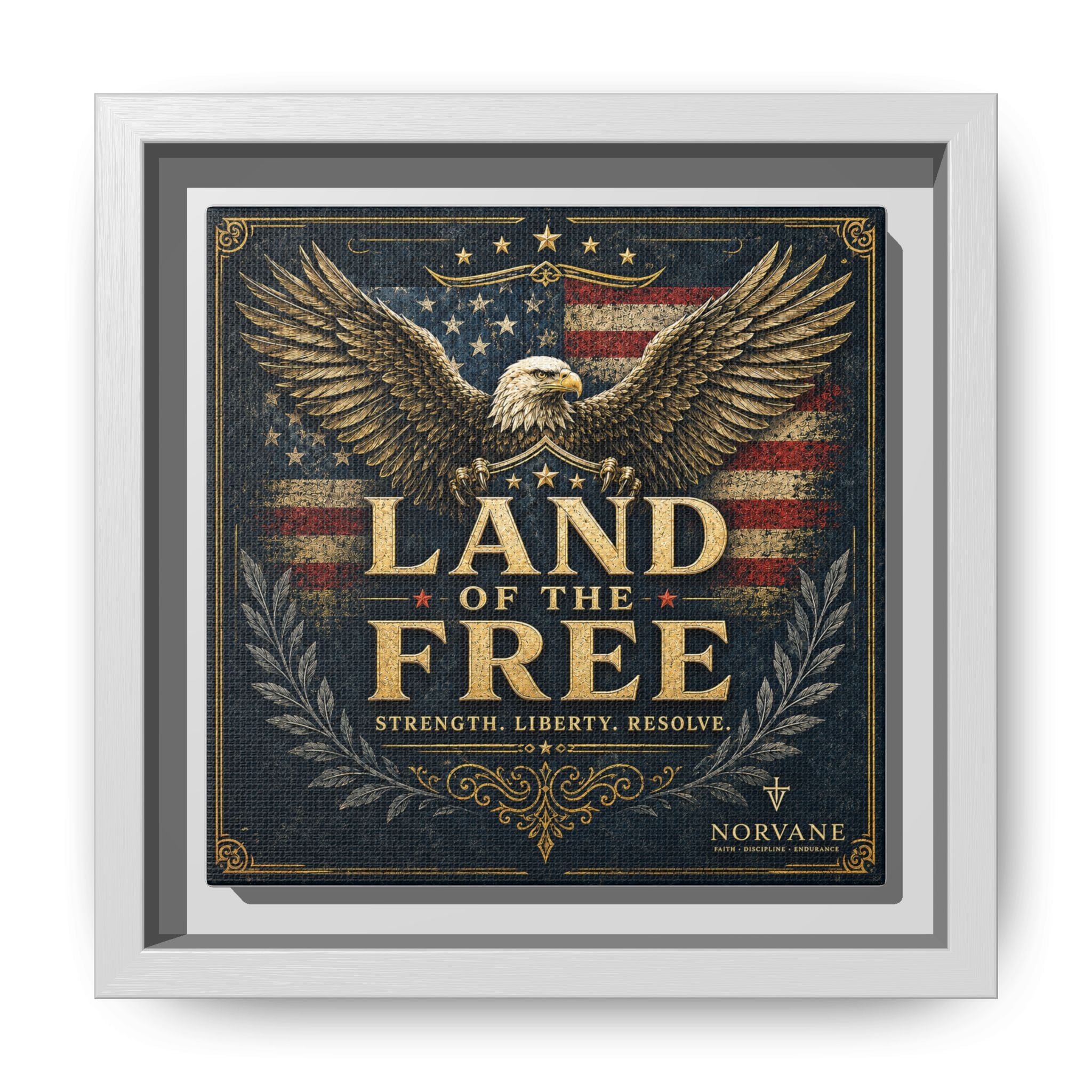 Norvane Land of the Free Framed Canvas – Patriotic Eagle Wall Art in White – view 17