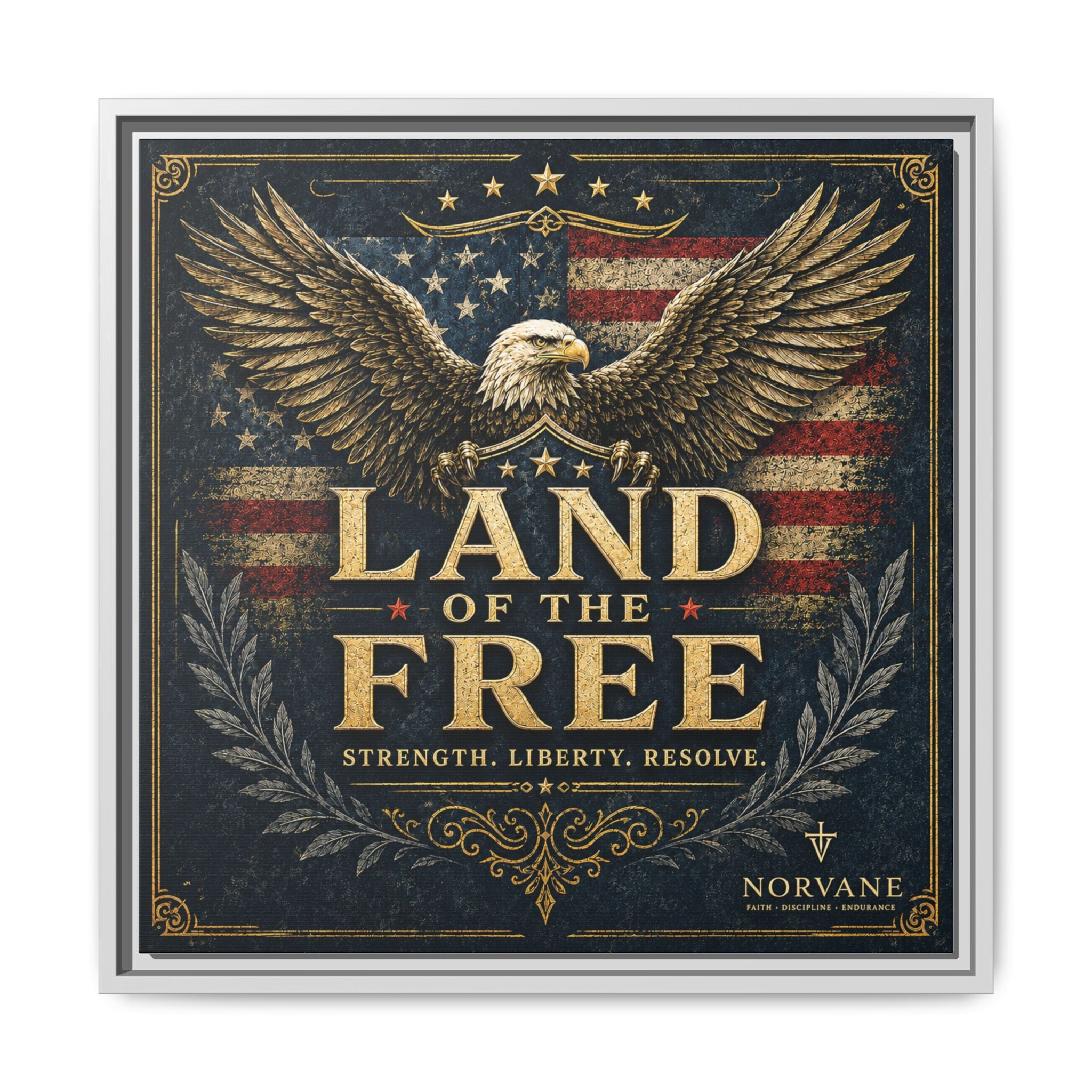 Norvane Land of the Free Framed Canvas – Patriotic Eagle Wall Art in White – view 24