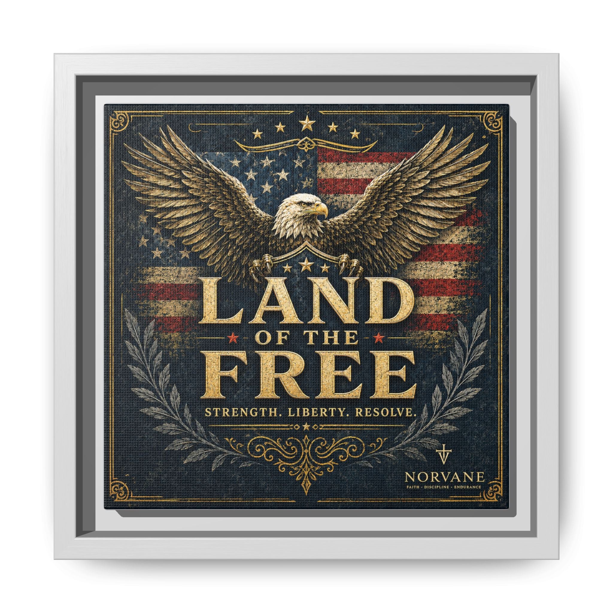 Norvane Land of the Free Framed Canvas – Patriotic Eagle Wall Art in White – view 5