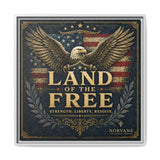Norvane Land of the Free Framed Canvas – Patriotic Eagle Wall Art in White