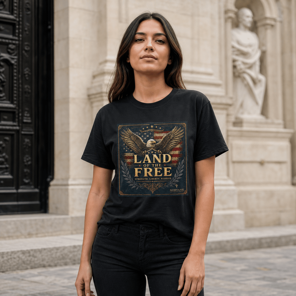 Norvane Land of the Free T-Shirt – Patriotic Eagle Graphic Tee in Black
