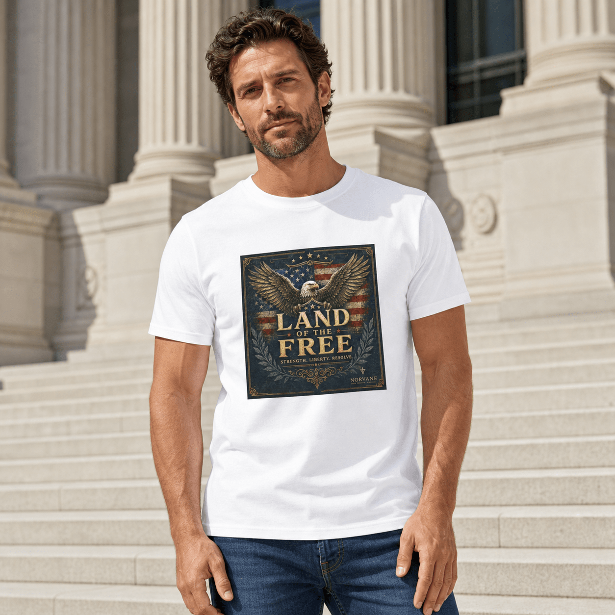 Norvane Land of the Free T-Shirt – Patriotic Eagle Graphic Tee – view 5