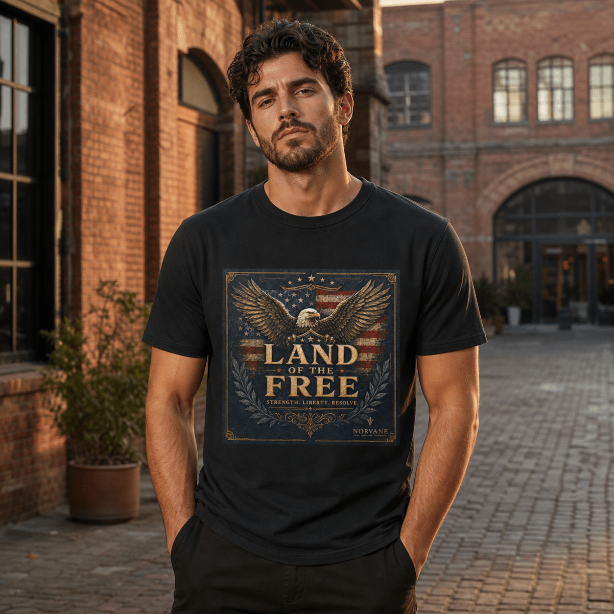 Norvane Land of the Free T-Shirt – Patriotic Eagle Graphic Tee – view 6