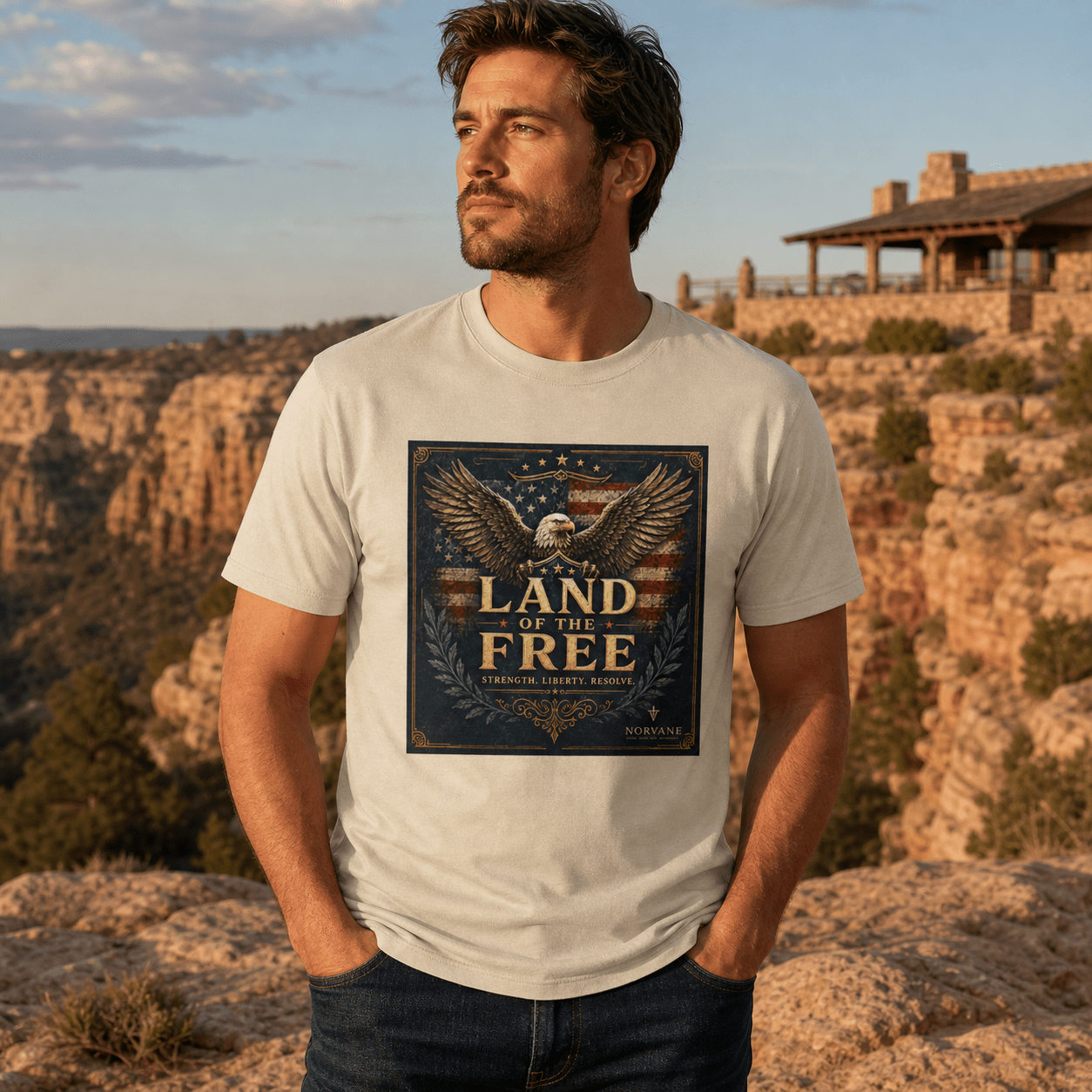Norvane Land of the Free T-Shirt – Patriotic Eagle Graphic Tee – view 7