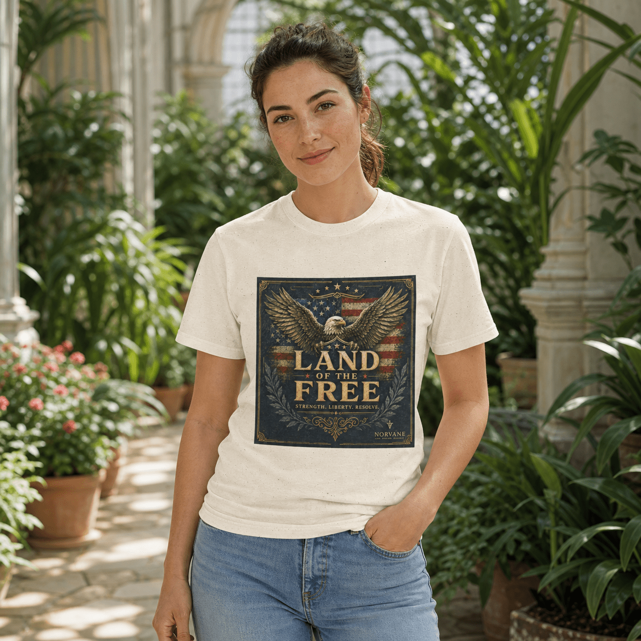Norvane Land of the Free T-Shirt – Patriotic Eagle Graphic Tee – view 8