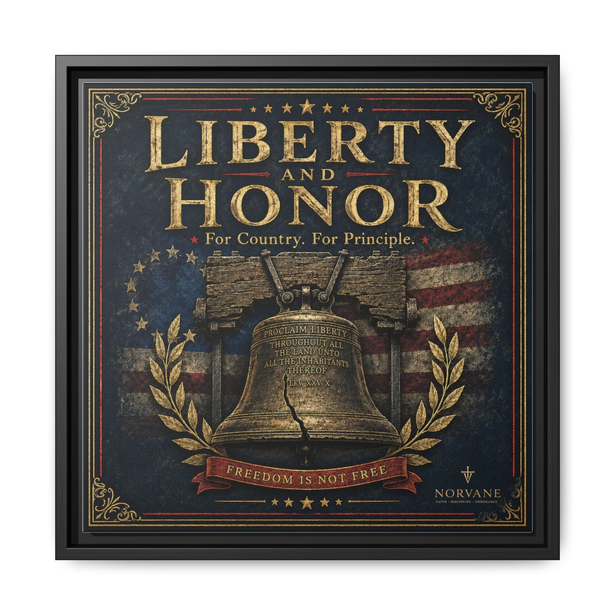 Norvane Liberty & Honor Framed Canvas – Freedom Is Not Free Bell Print in Black – view 16
