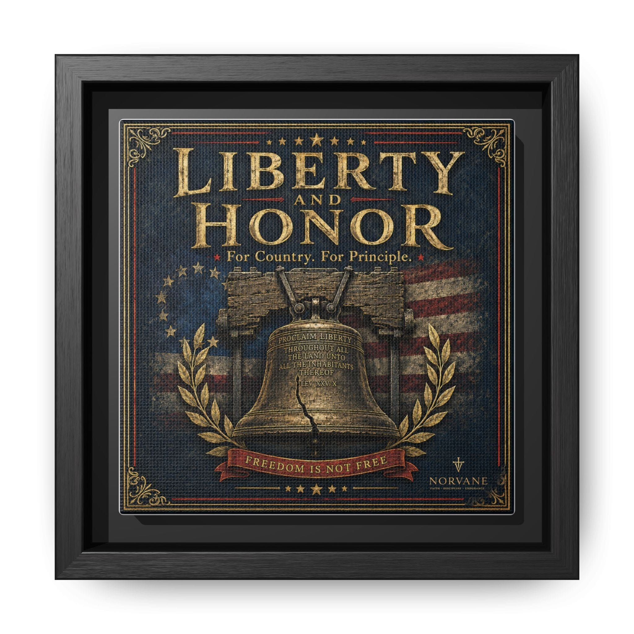 Norvane Liberty & Honor Framed Canvas – Freedom Is Not Free Bell Print in Black – view 18