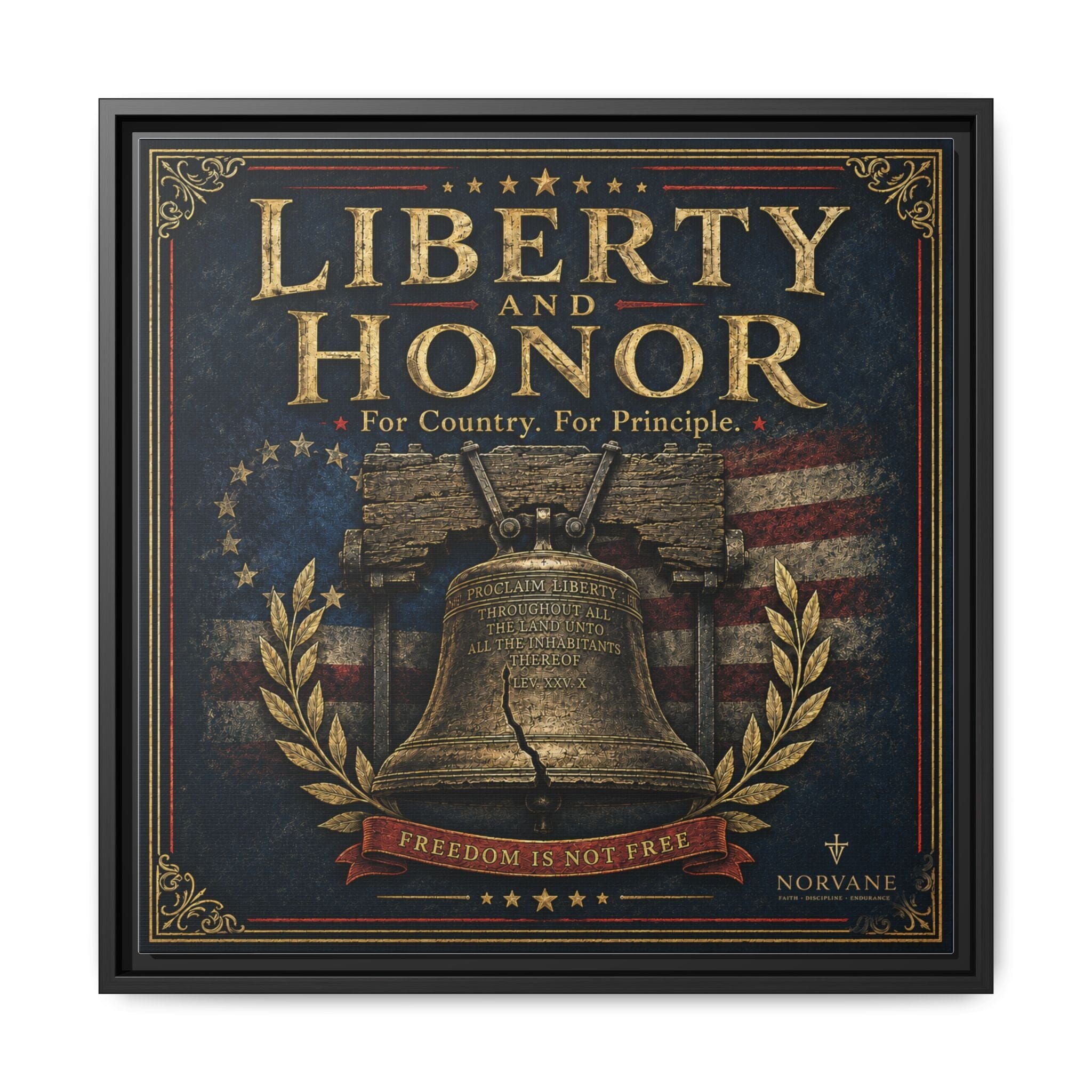 Norvane Liberty & Honor Framed Canvas – Freedom Is Not Free Bell Print in Black – view 21