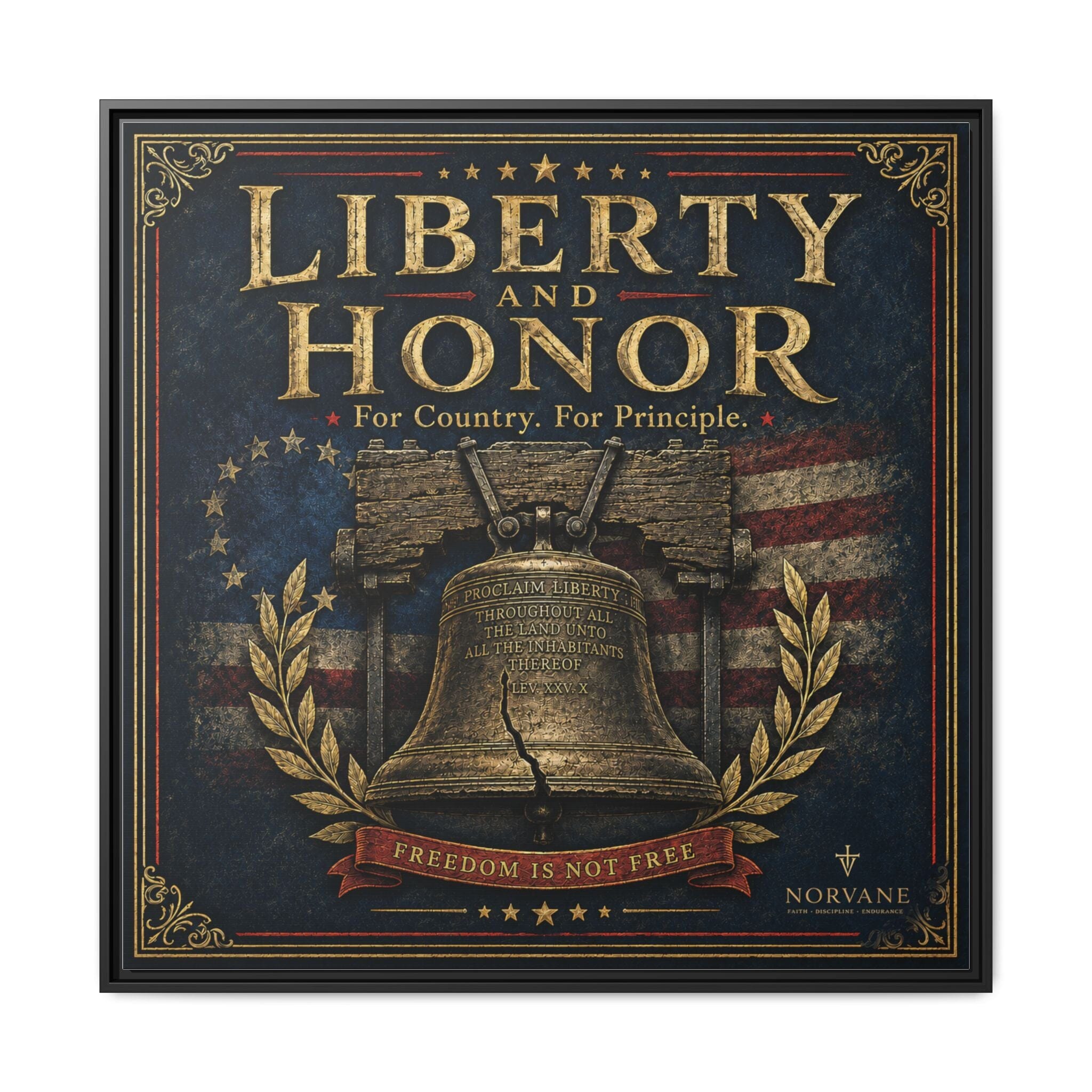 Norvane Liberty & Honor Framed Canvas – Freedom Is Not Free Bell Print in Black – view 26