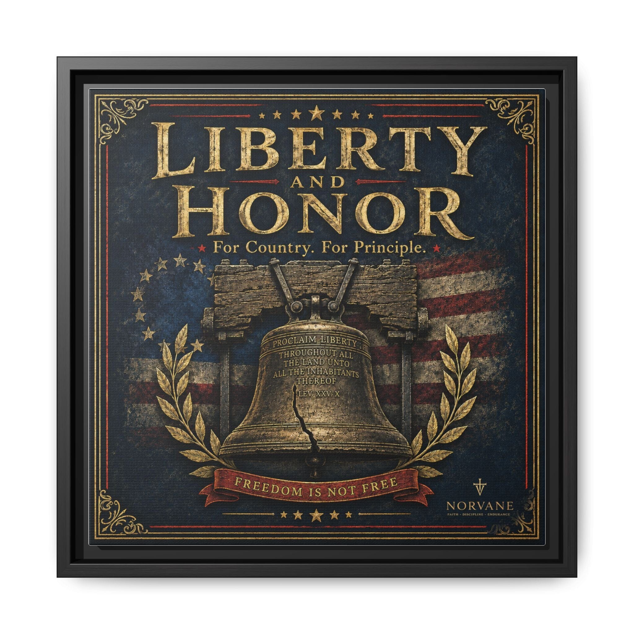 Norvane Liberty & Honor Framed Canvas – Freedom Is Not Free Bell Print in Black – view 29