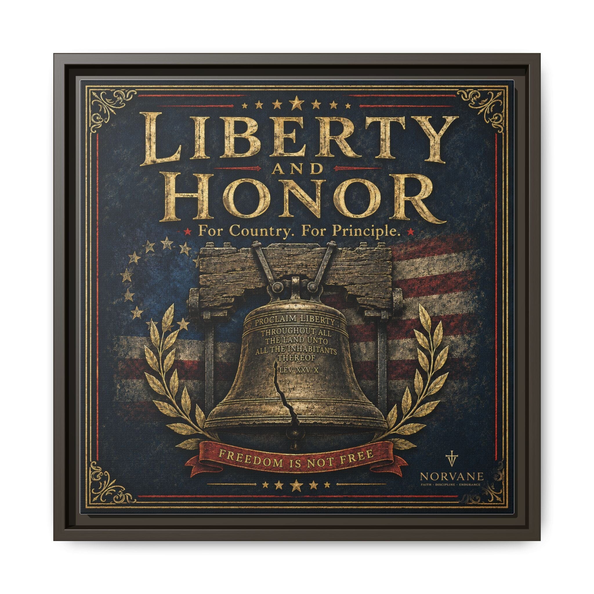 Norvane Liberty & Honor Framed Canvas – Freedom Is Not Free Bell Print in Espresso – view 14