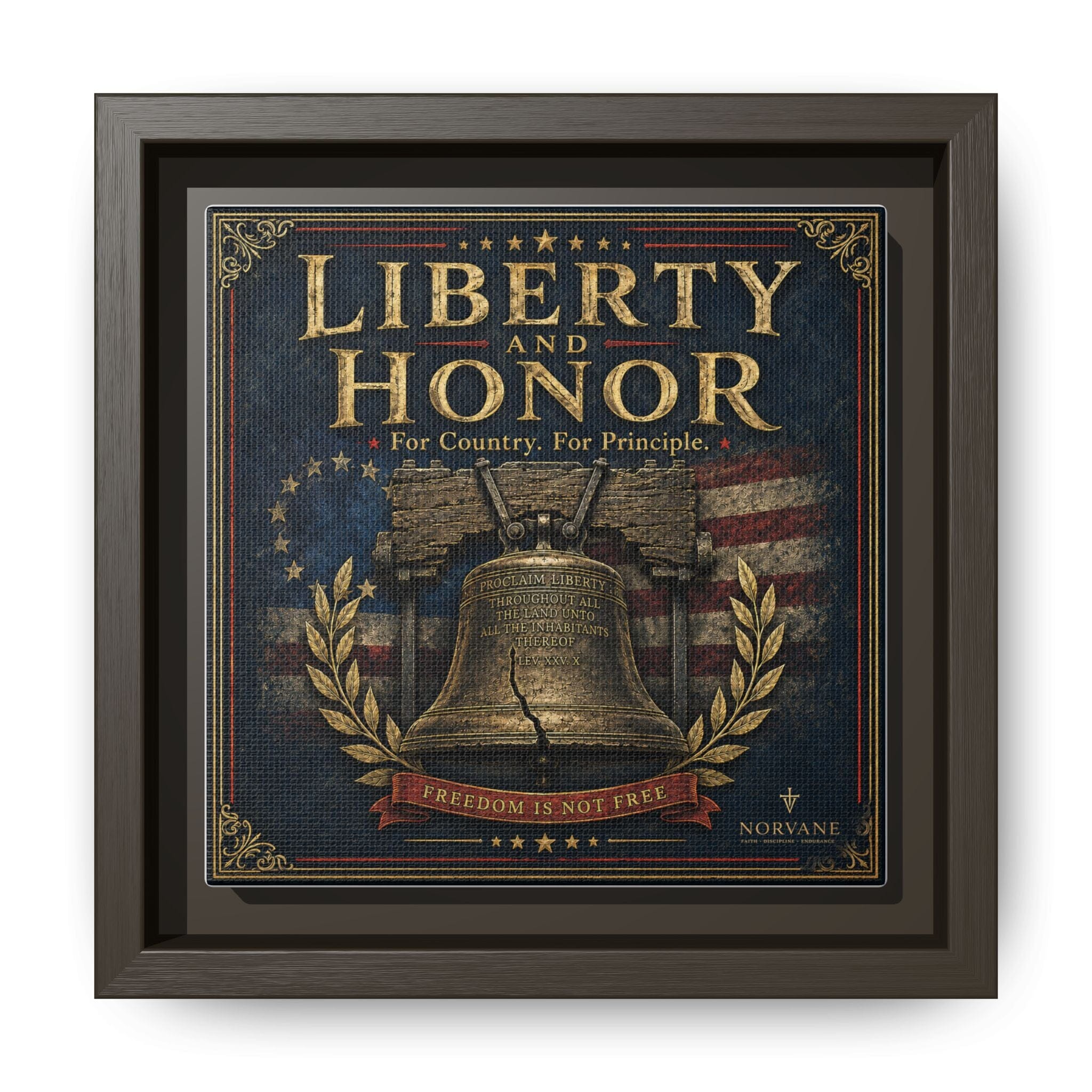 Norvane Liberty & Honor Framed Canvas – Freedom Is Not Free Bell Print in Espresso – view 19
