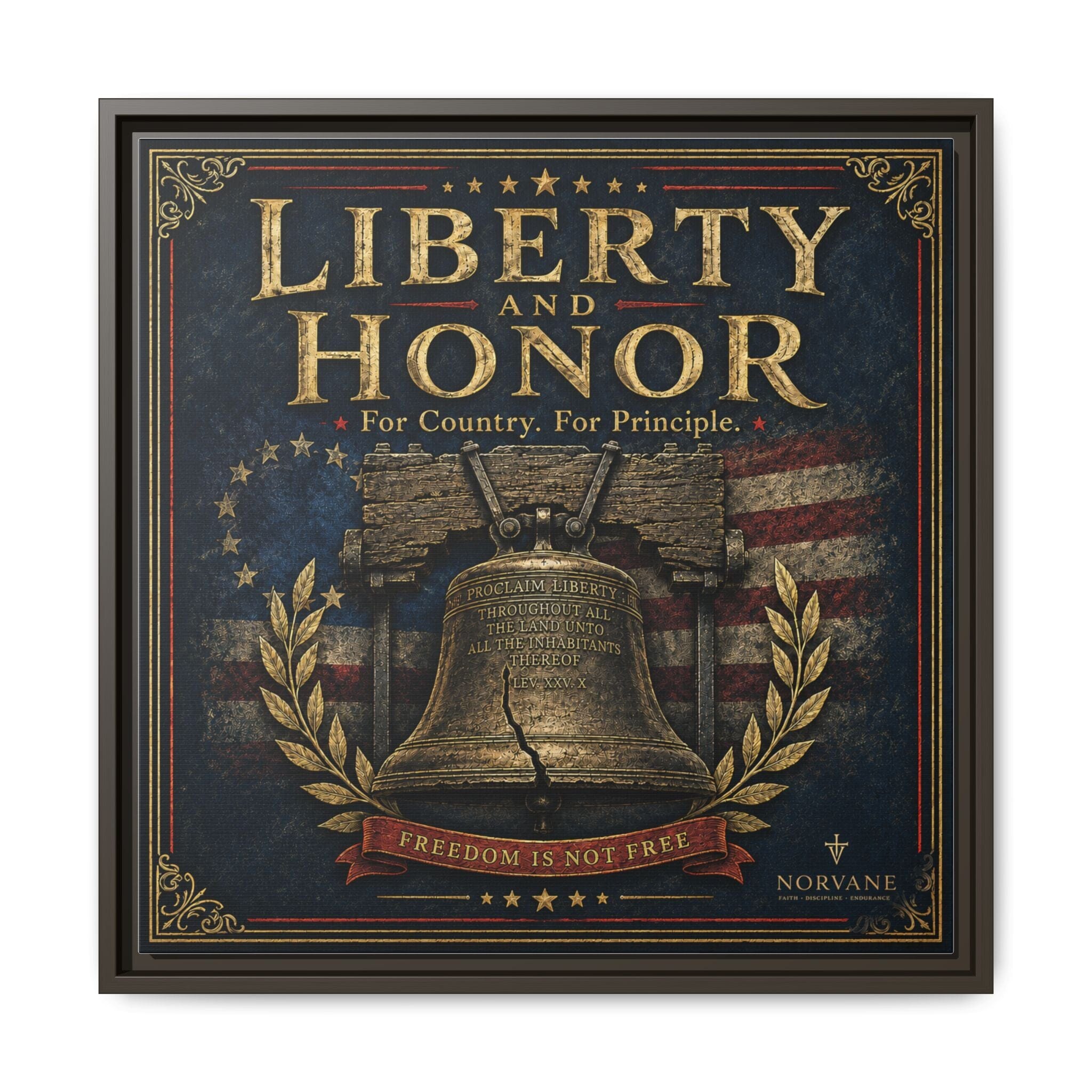 Norvane Liberty & Honor Framed Canvas – Freedom Is Not Free Bell Print in Espresso – view 22