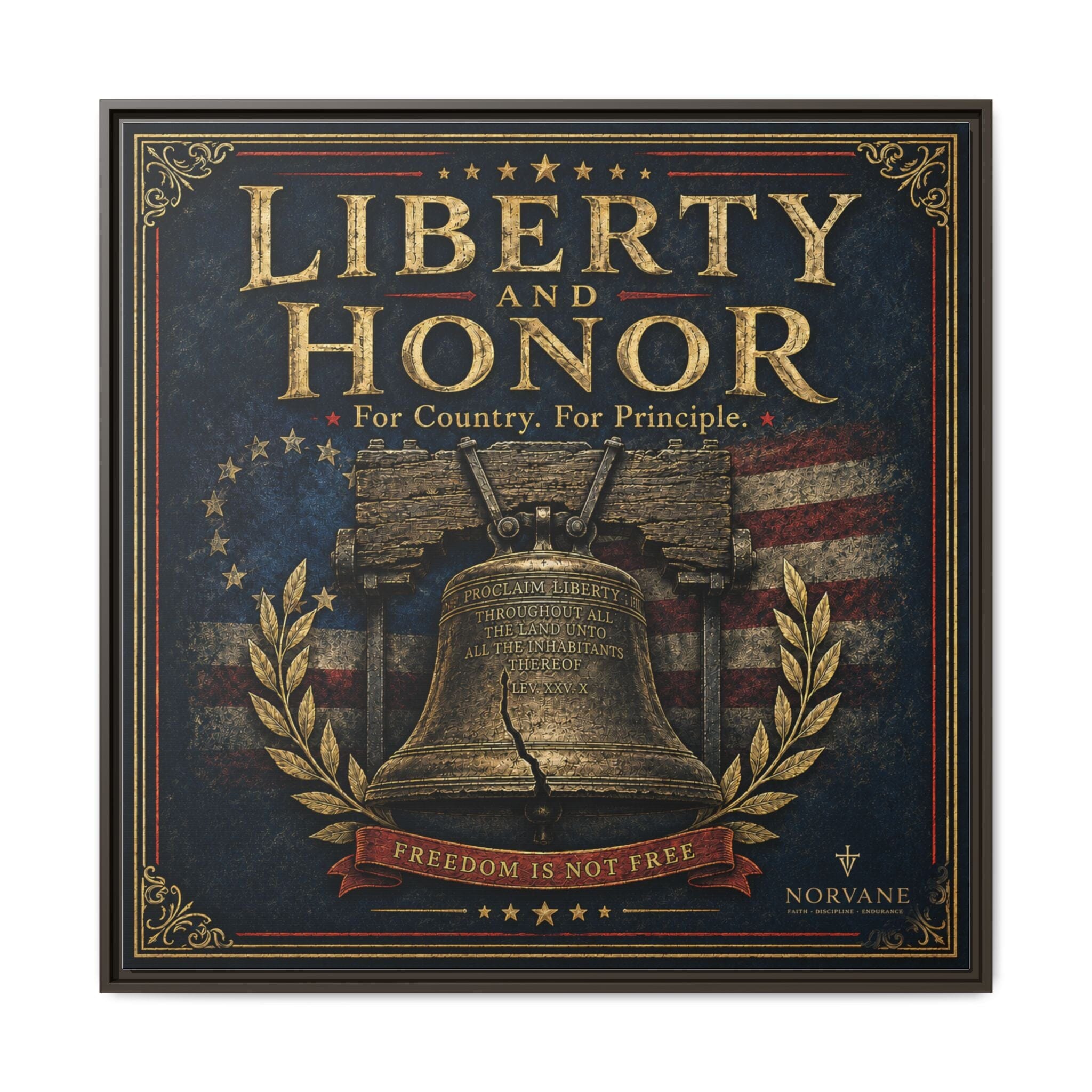 Norvane Liberty & Honor Framed Canvas – Freedom Is Not Free Bell Print in Espresso – view 28
