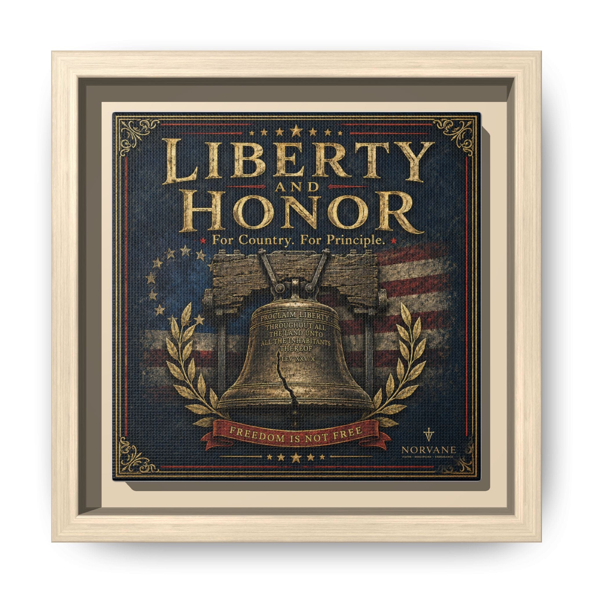 Norvane Liberty & Honor Framed Canvas – Freedom Is Not Free Bell Print in Natural – view 20
