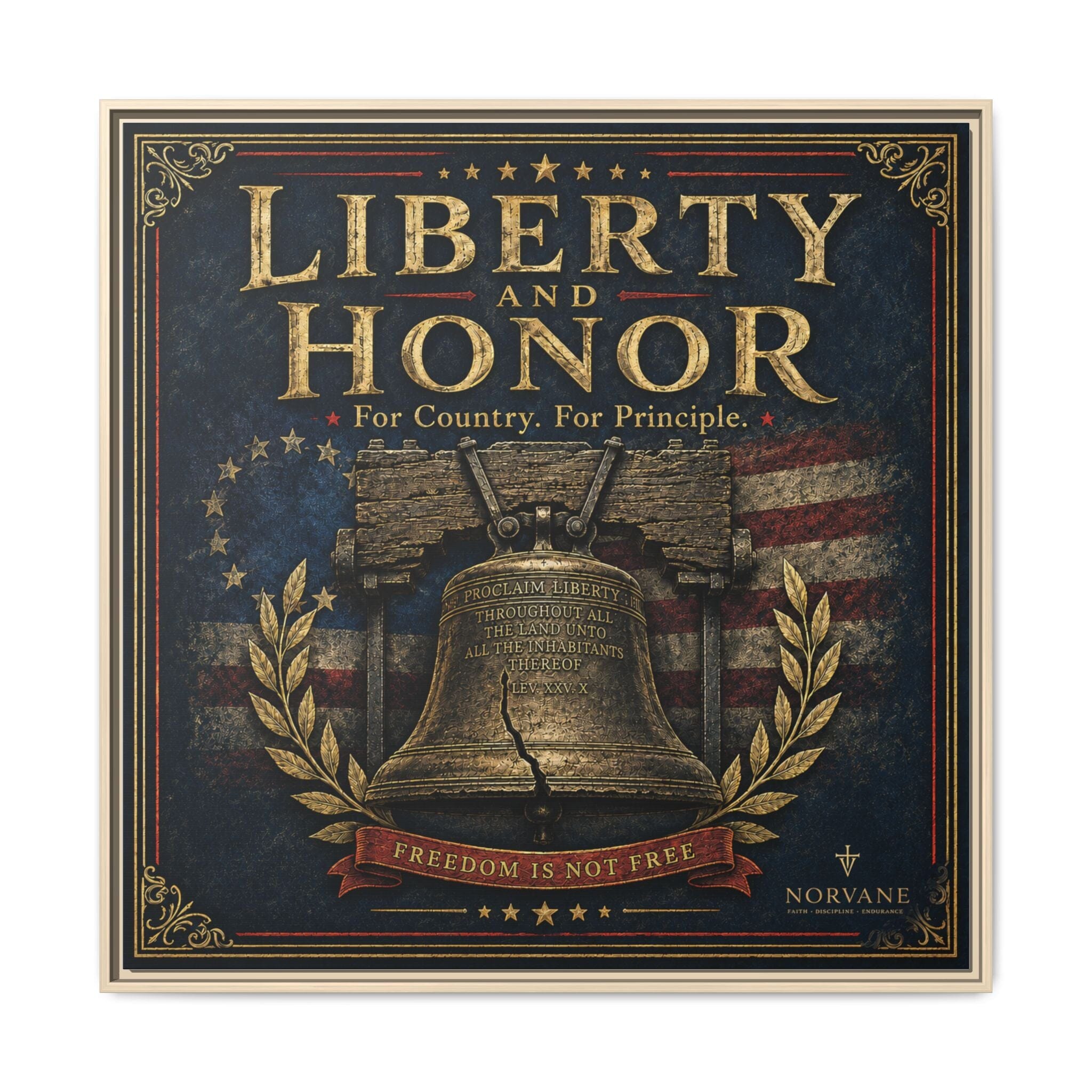 Norvane Liberty & Honor Framed Canvas – Freedom Is Not Free Bell Print in Natural – view 27
