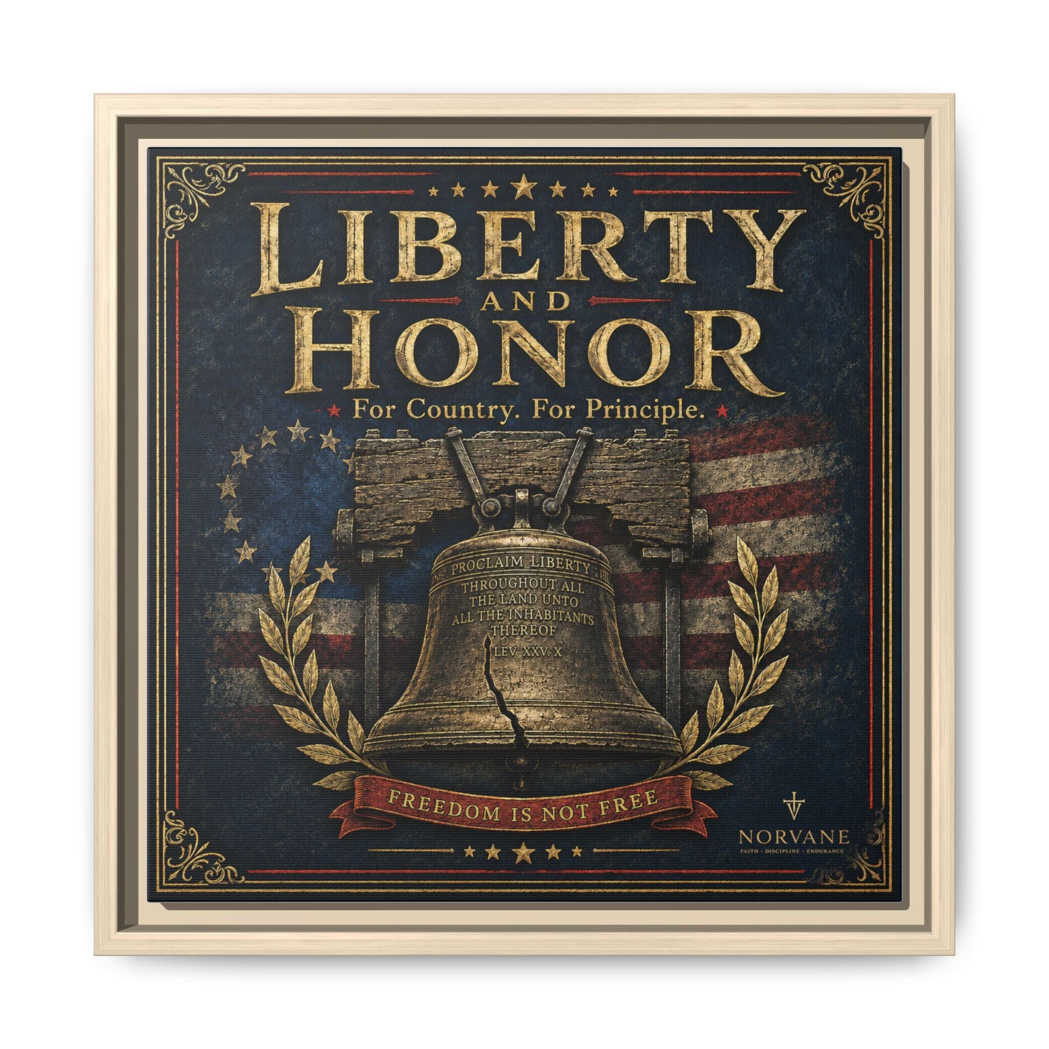 Norvane Liberty & Honor Framed Canvas – Freedom Is Not Free Bell Print in Natural – view 30