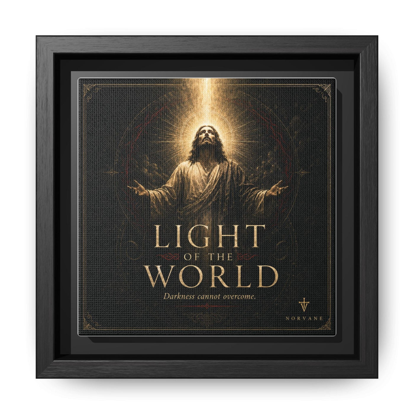 Norvane Light of the World Framed Canvas – Christian Wall Art in Black – view 18