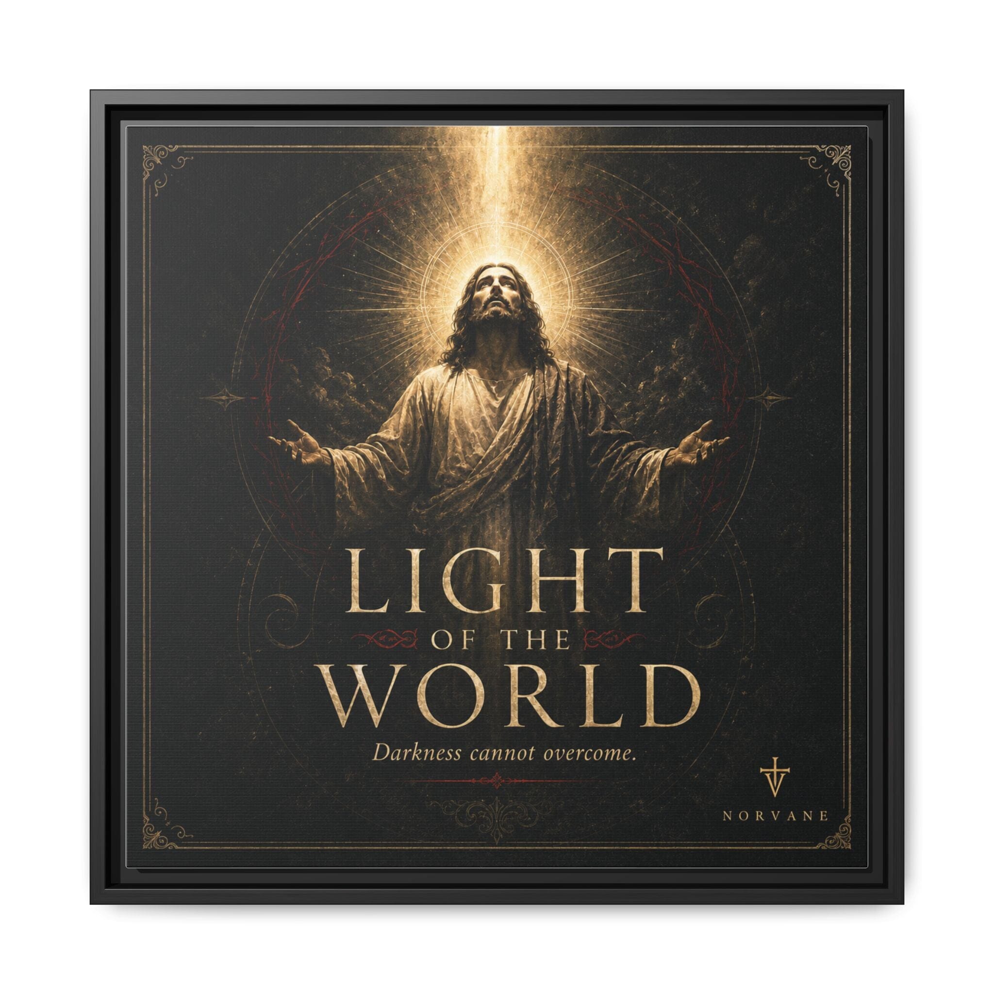 Norvane Light of the World Framed Canvas – Christian Wall Art in Black – view 21