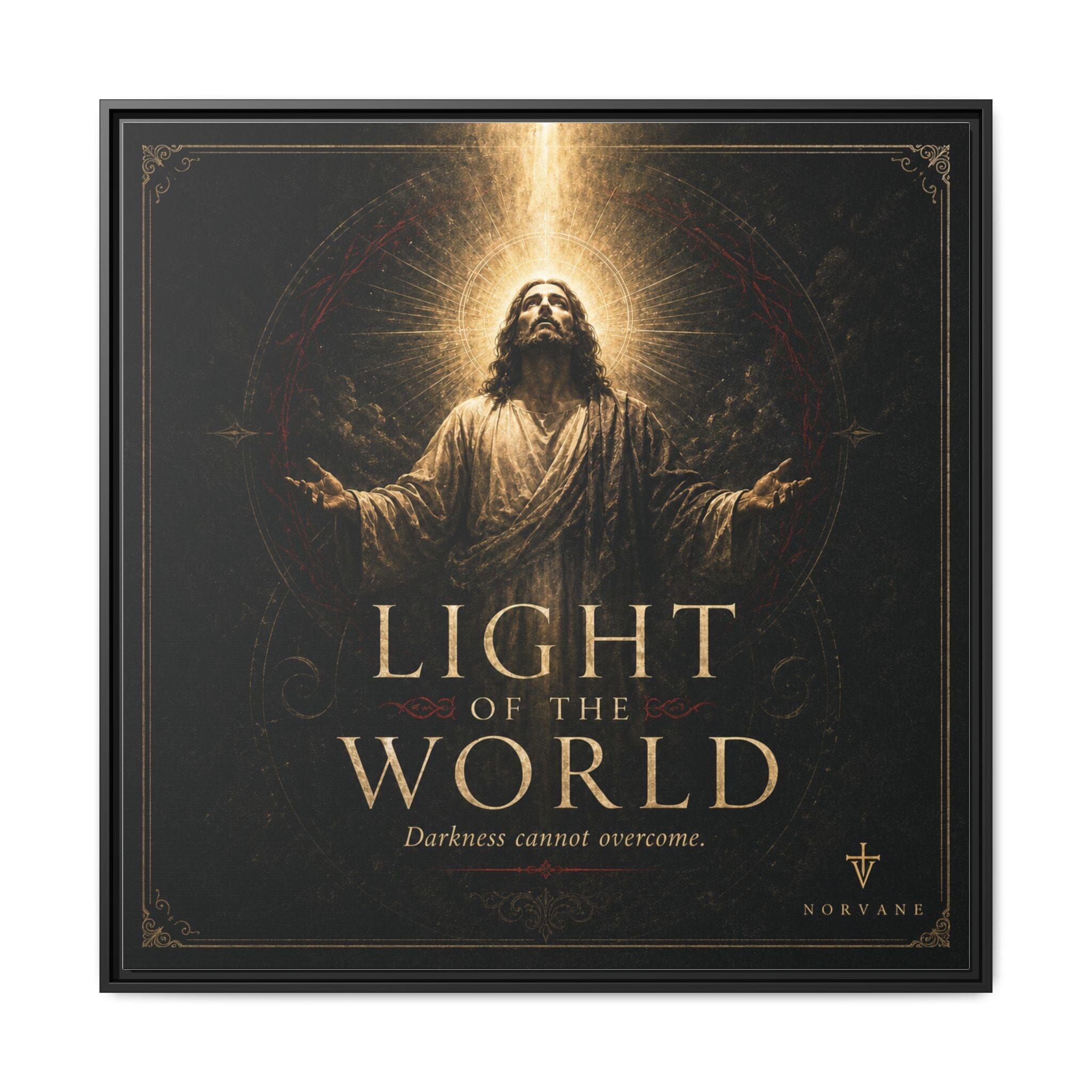 Norvane Light of the World Framed Canvas – Christian Wall Art in Black – view 26