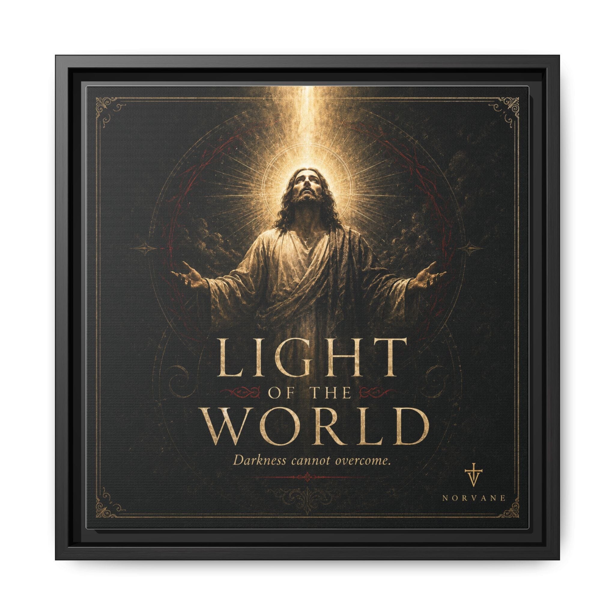 Norvane Light of the World Framed Canvas – Christian Wall Art in Black – view 29
