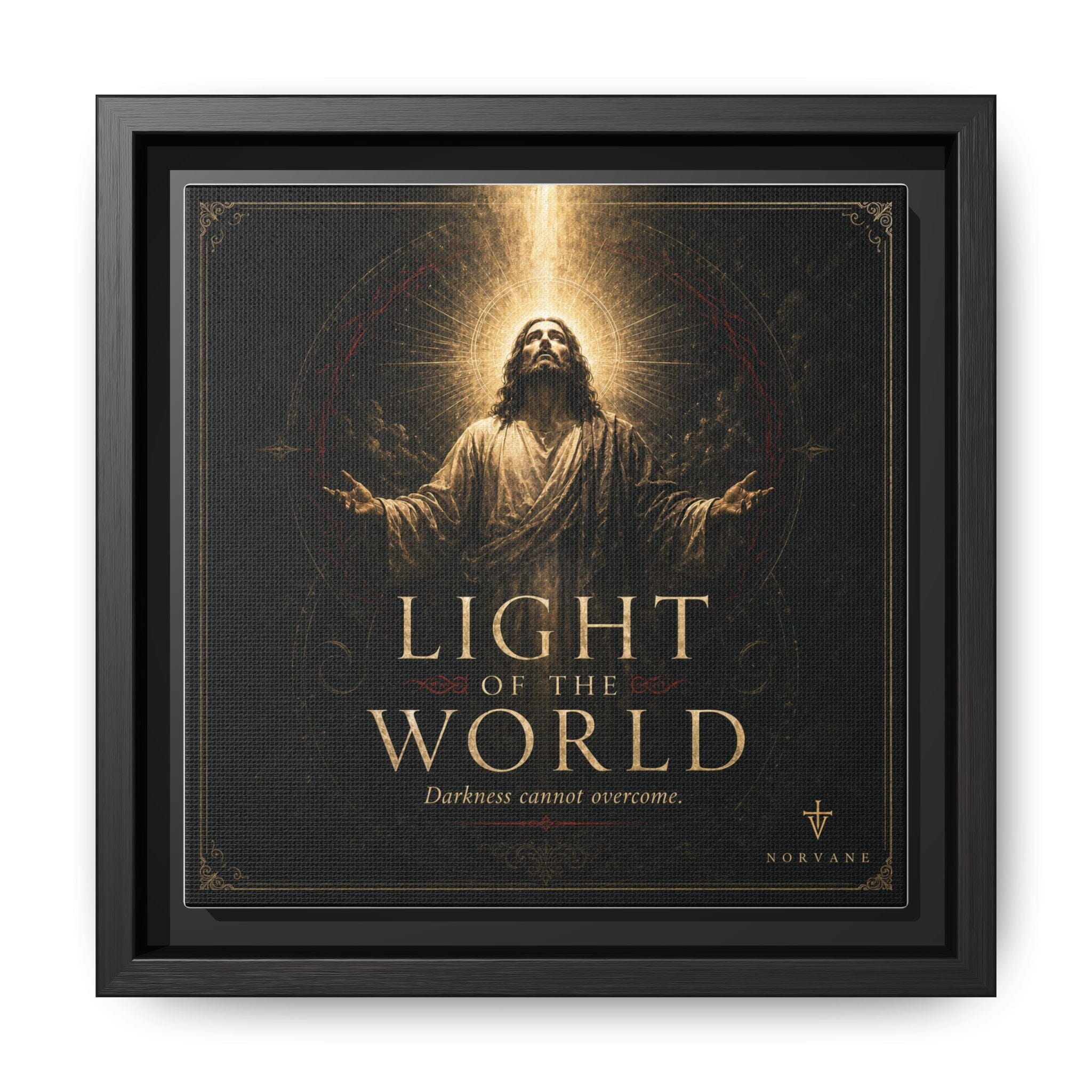 Norvane Light of the World Framed Canvas – Christian Wall Art in Black – view 6