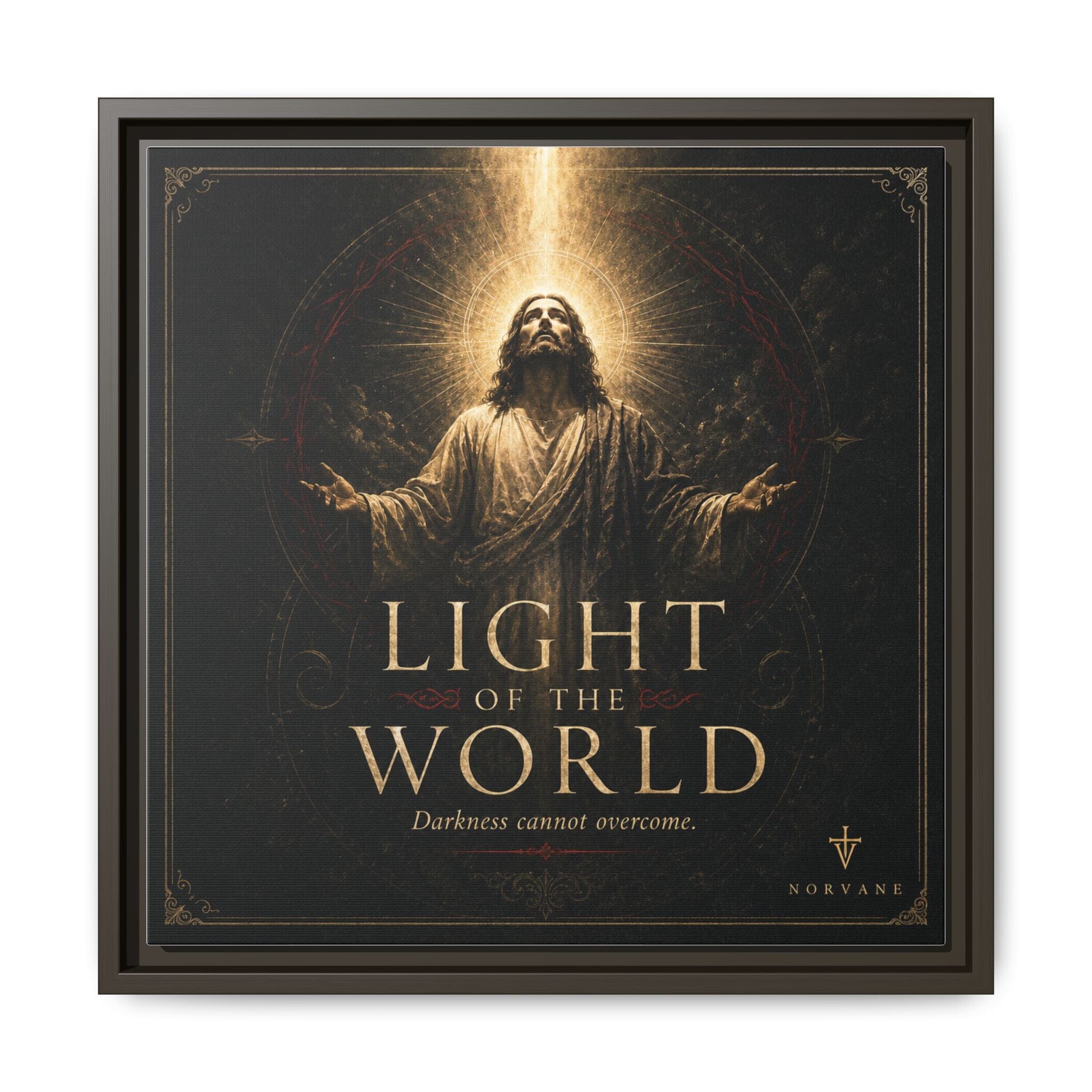 Norvane Light of the World Framed Canvas – Christian Wall Art in Espresso – view 14