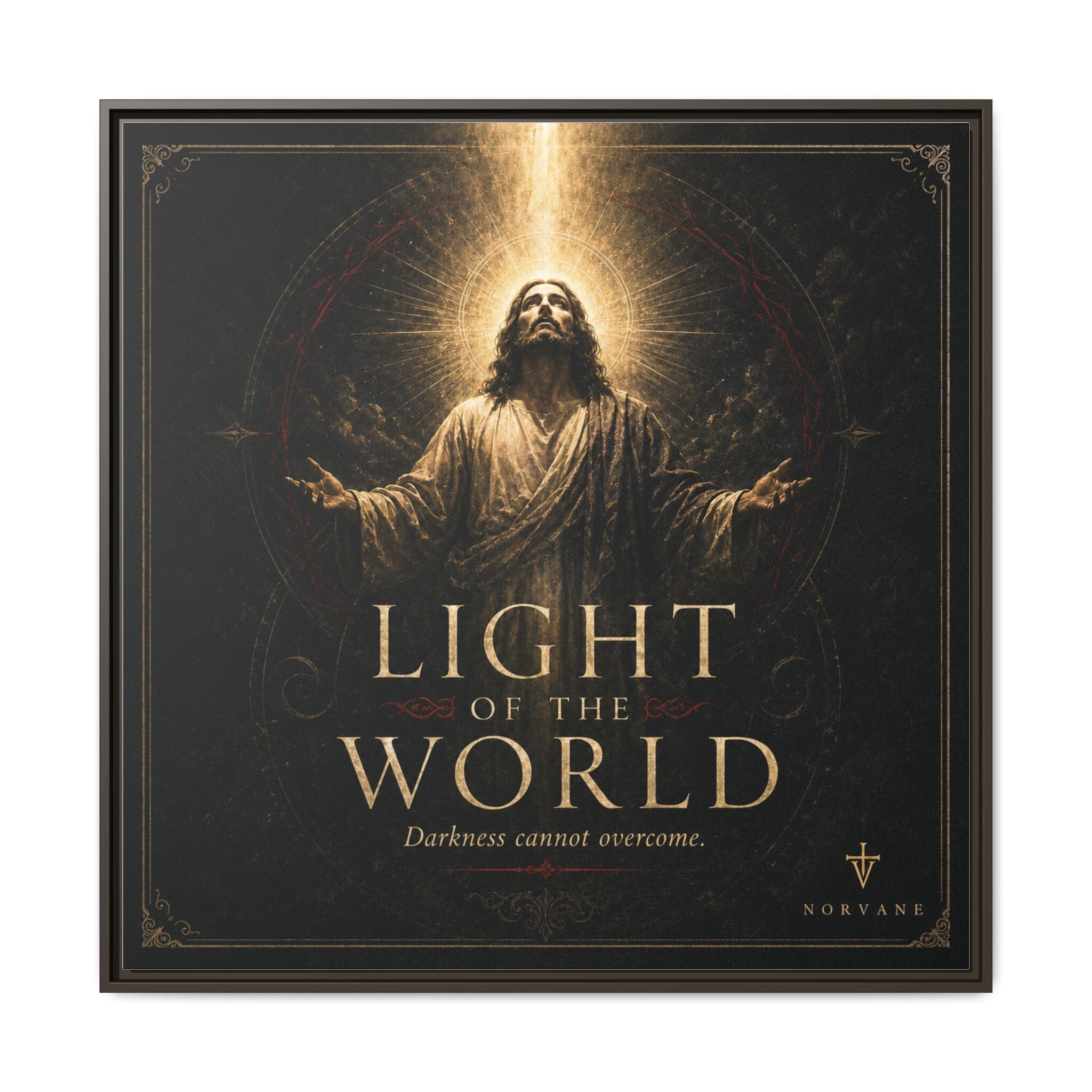 Norvane Light of the World Framed Canvas – Christian Wall Art in Espresso – view 28