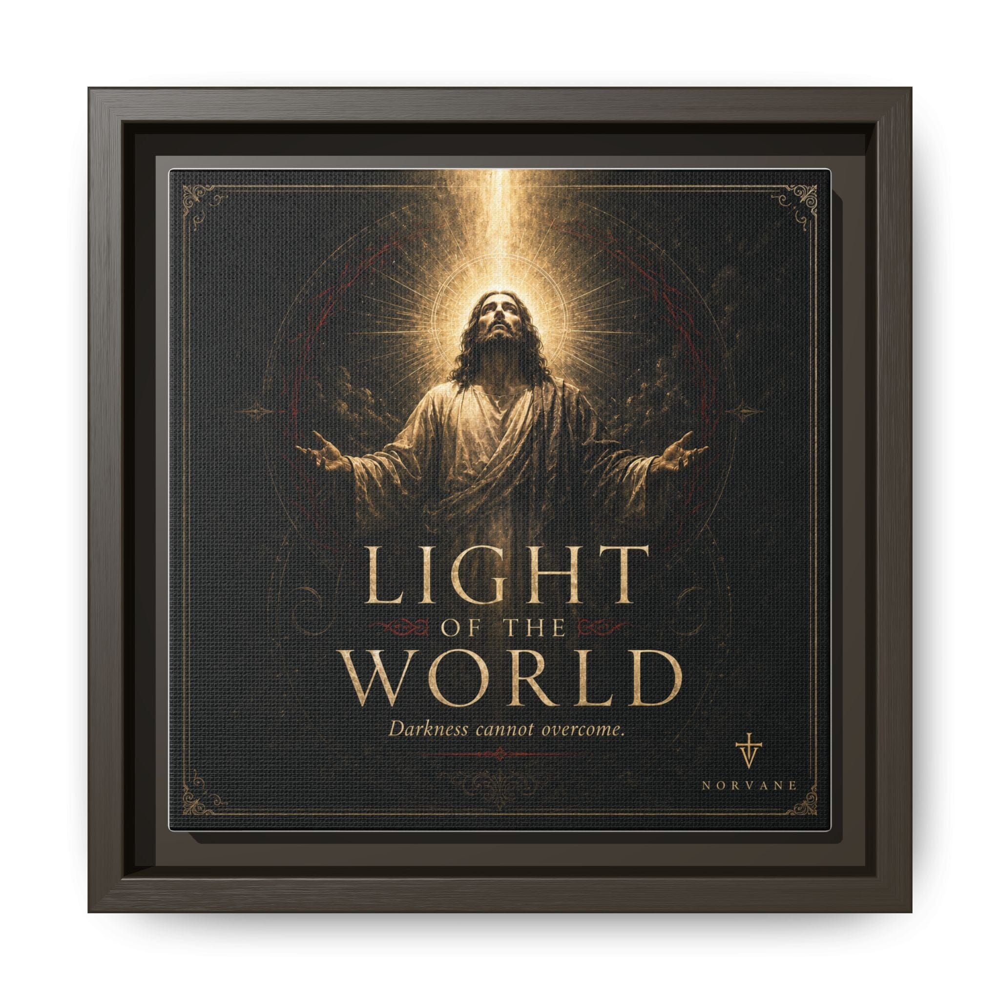 Norvane Light of the World Framed Canvas – Christian Wall Art in Espresso – view 7
