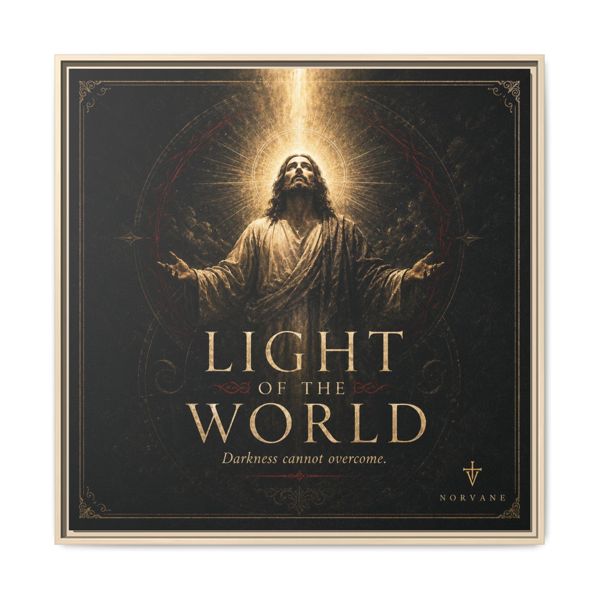 Norvane Light of the World Framed Canvas – Christian Wall Art in Natural – view 10