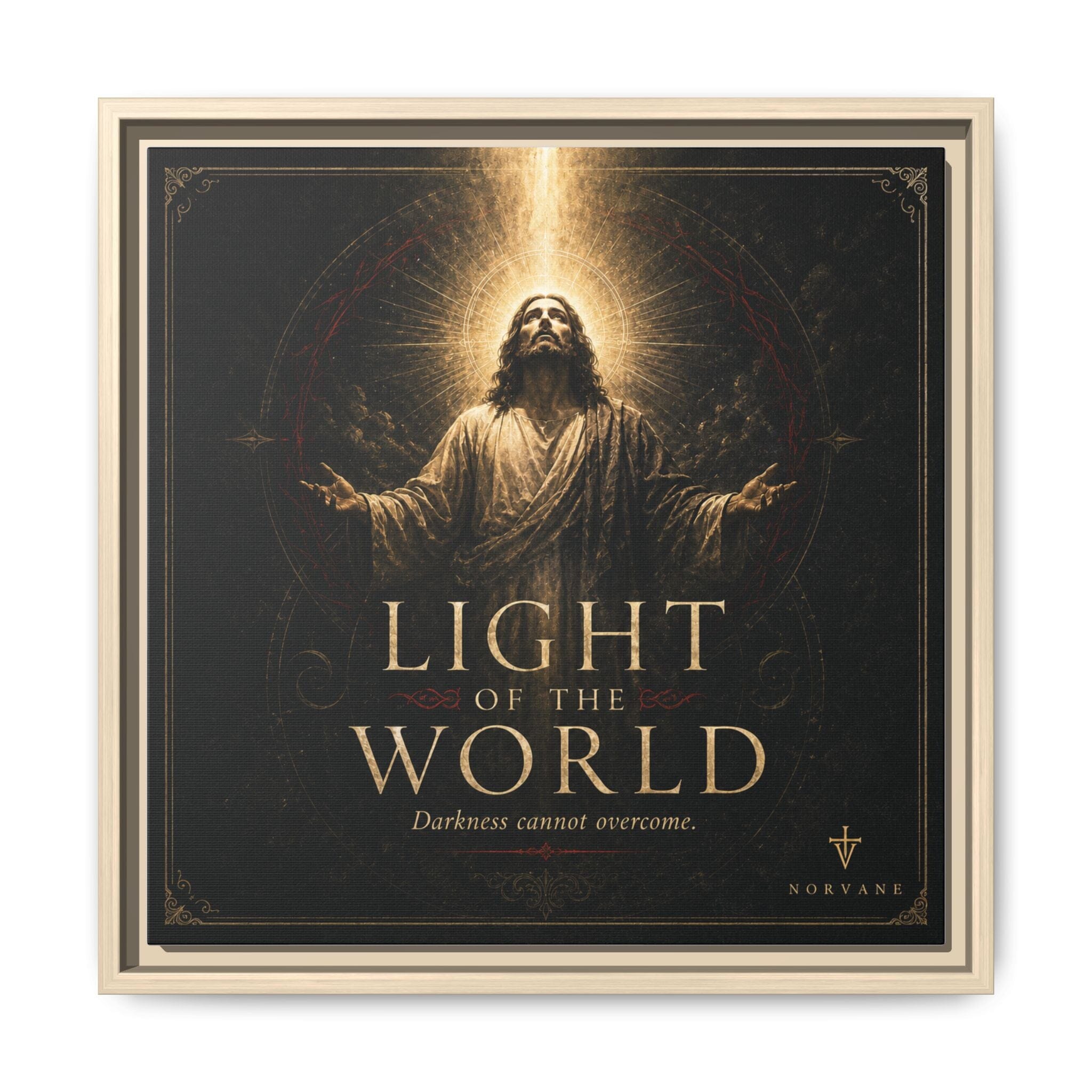 Norvane Light of the World Framed Canvas – Christian Wall Art in Natural – view 13