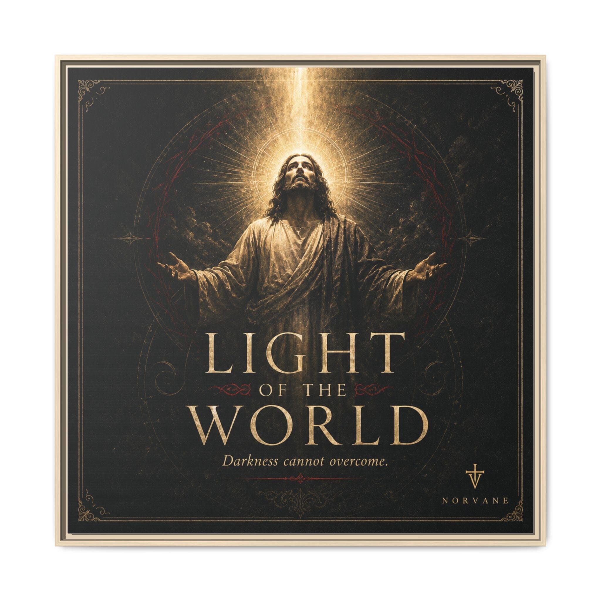Norvane Light of the World Framed Canvas – Christian Wall Art in Natural – view 27
