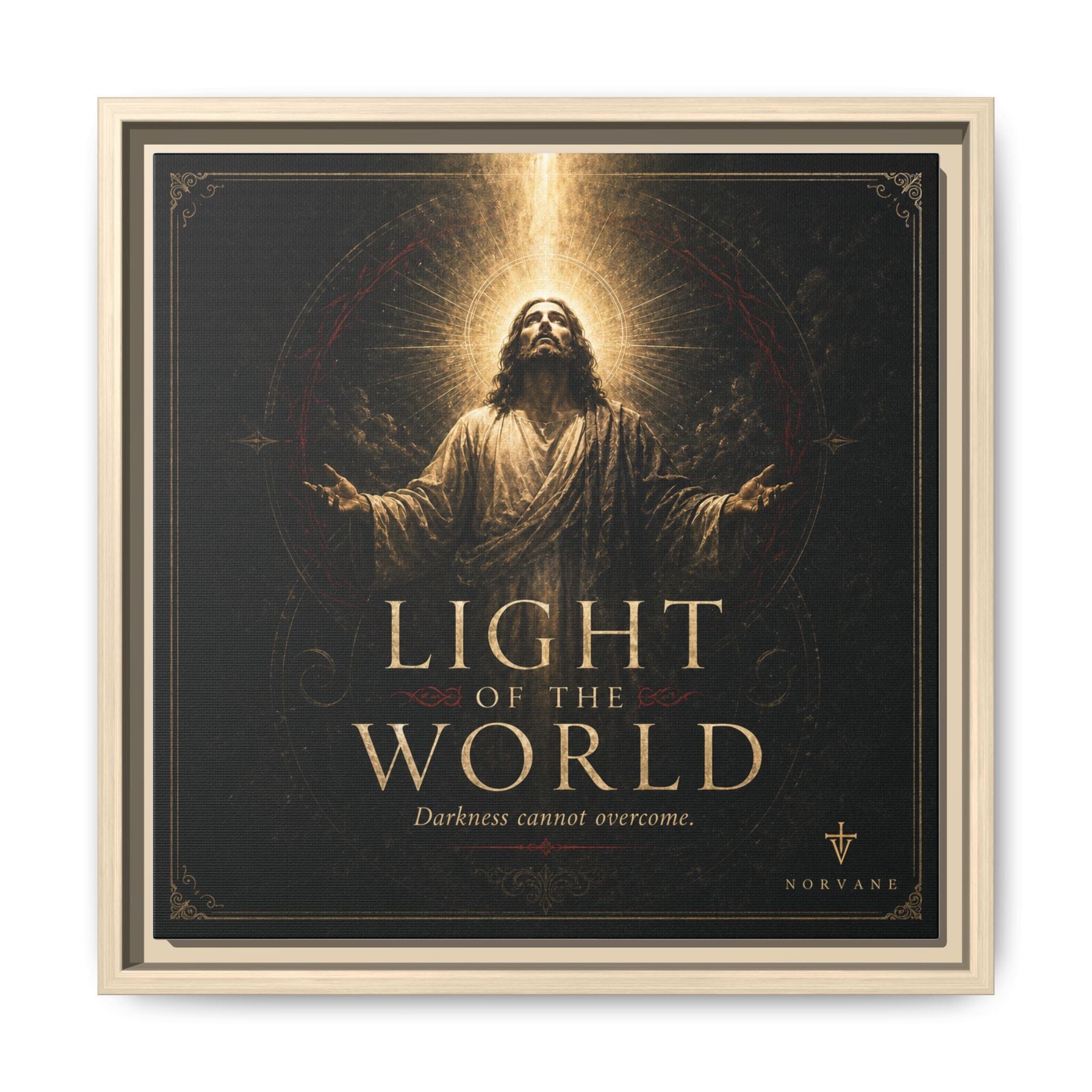 Norvane Light of the World Framed Canvas – Christian Wall Art in Natural – view 30